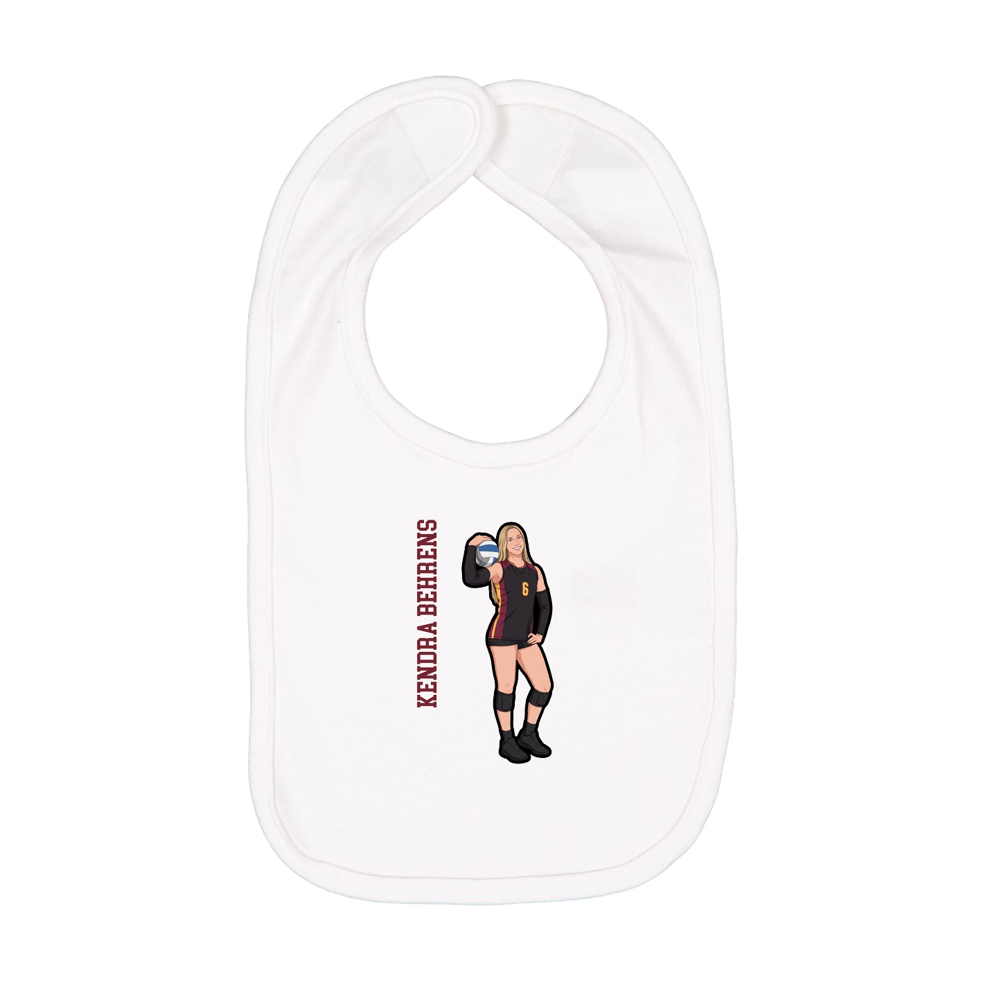 Infant Bib — Name Vertical in White
