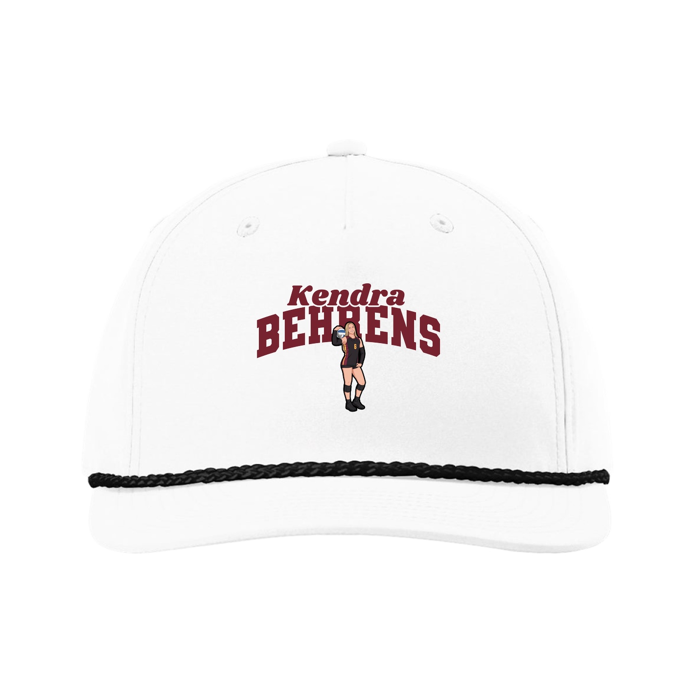 Five-Panel Classic Rope Cap — Signature Arch in White