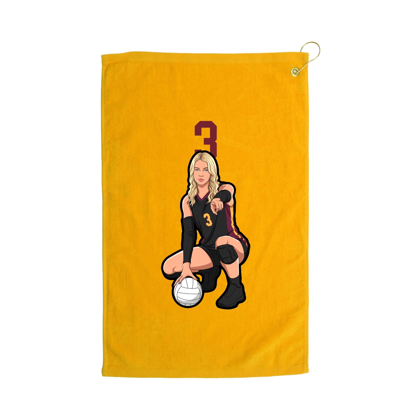 Golf Towel — Number Top in Gold