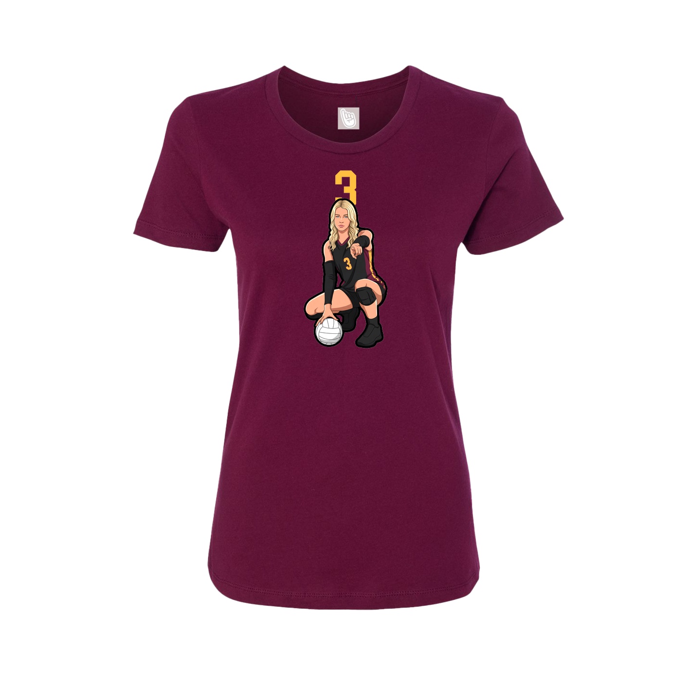 Fitted Women's Tee — Number Top in Maroon