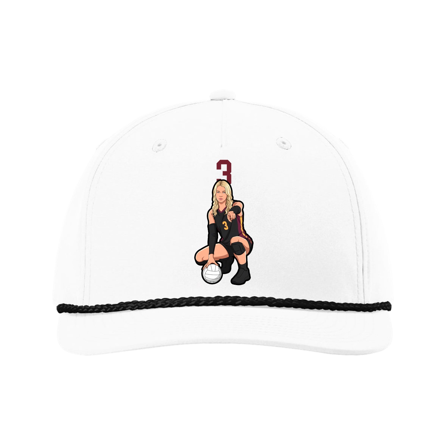 Five-Panel Classic Rope Cap — Number Top in White