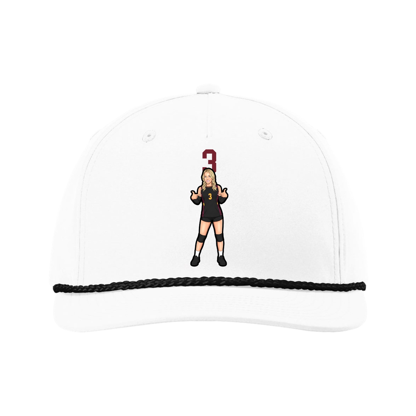 Five-Panel Classic Rope Cap — Number Top in White