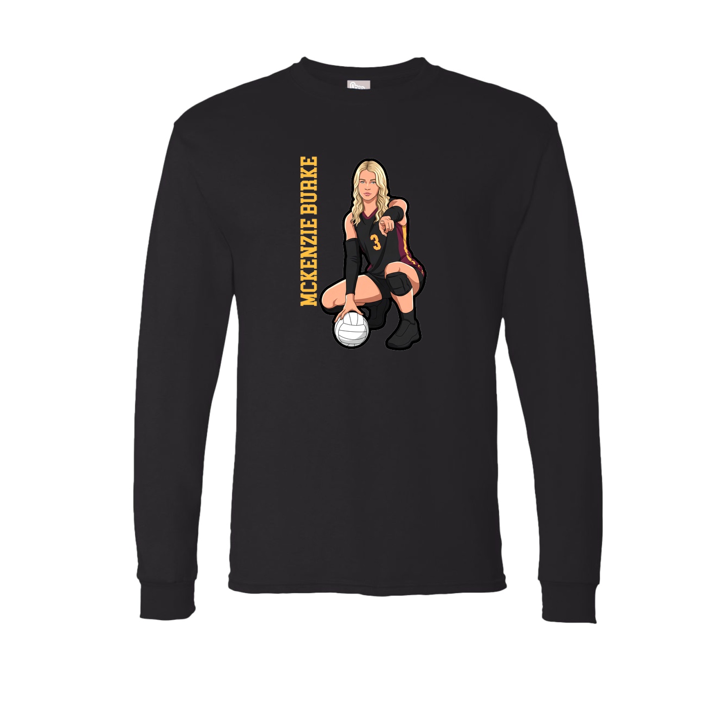 Long Sleeve Tee — Name Vertical in Black