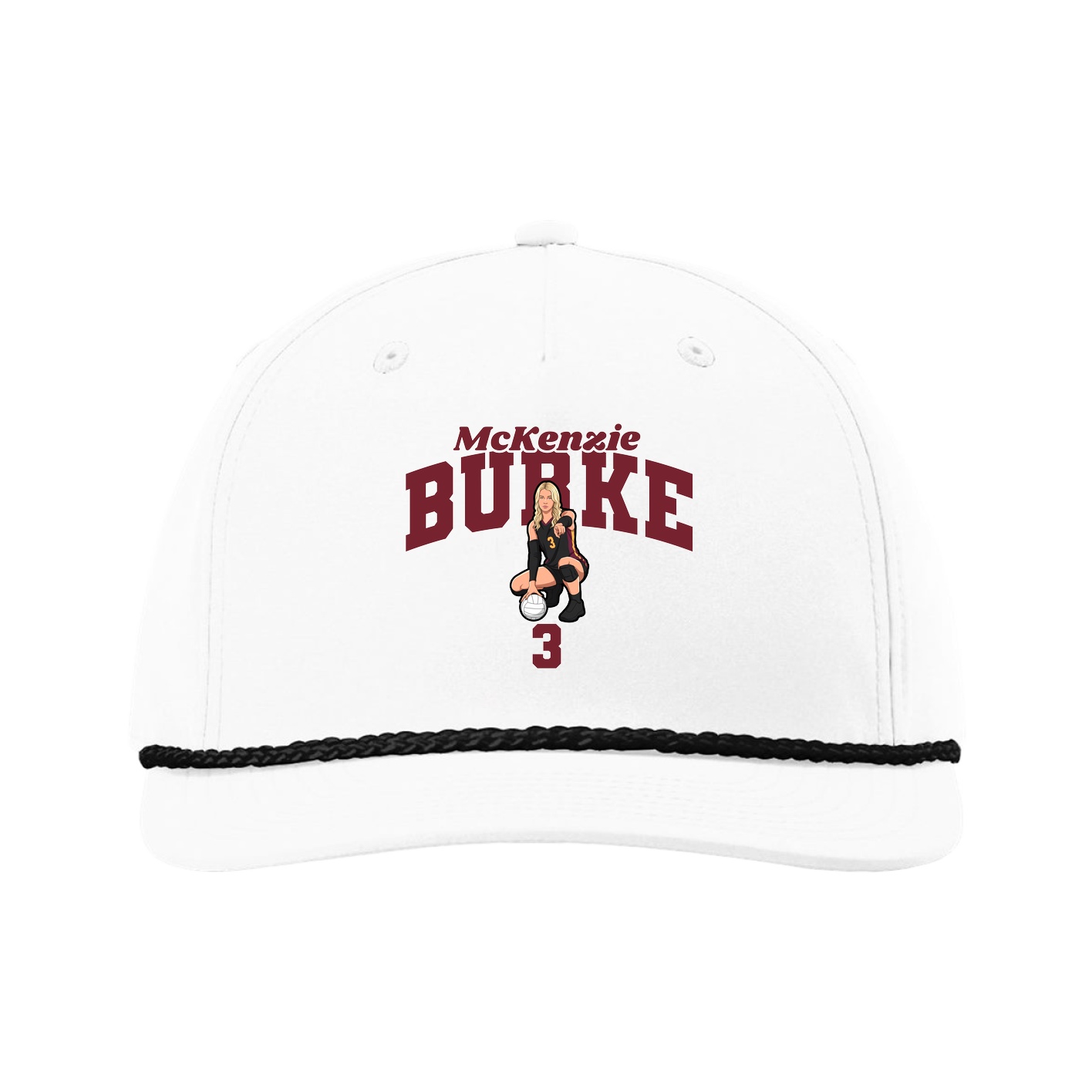 Five-Panel Classic Rope Cap — Signature Arch in White