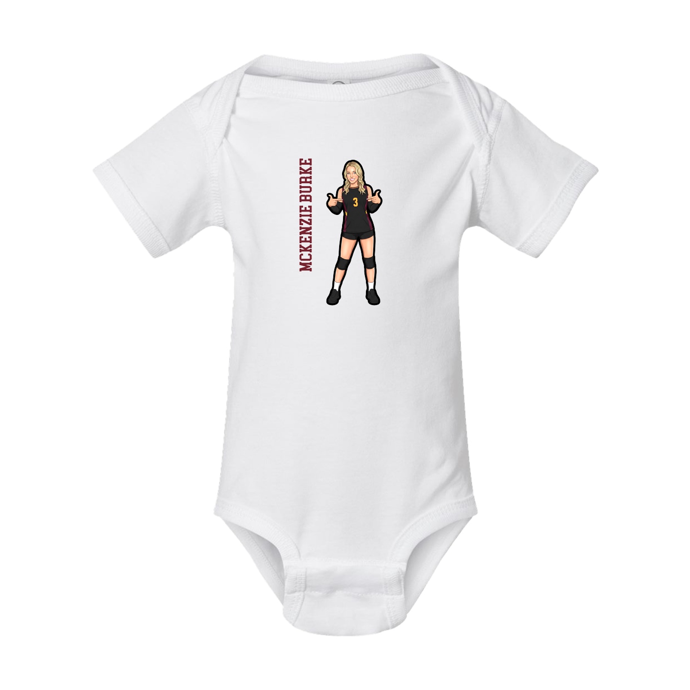 Baby Onesie — Name Vertical in White