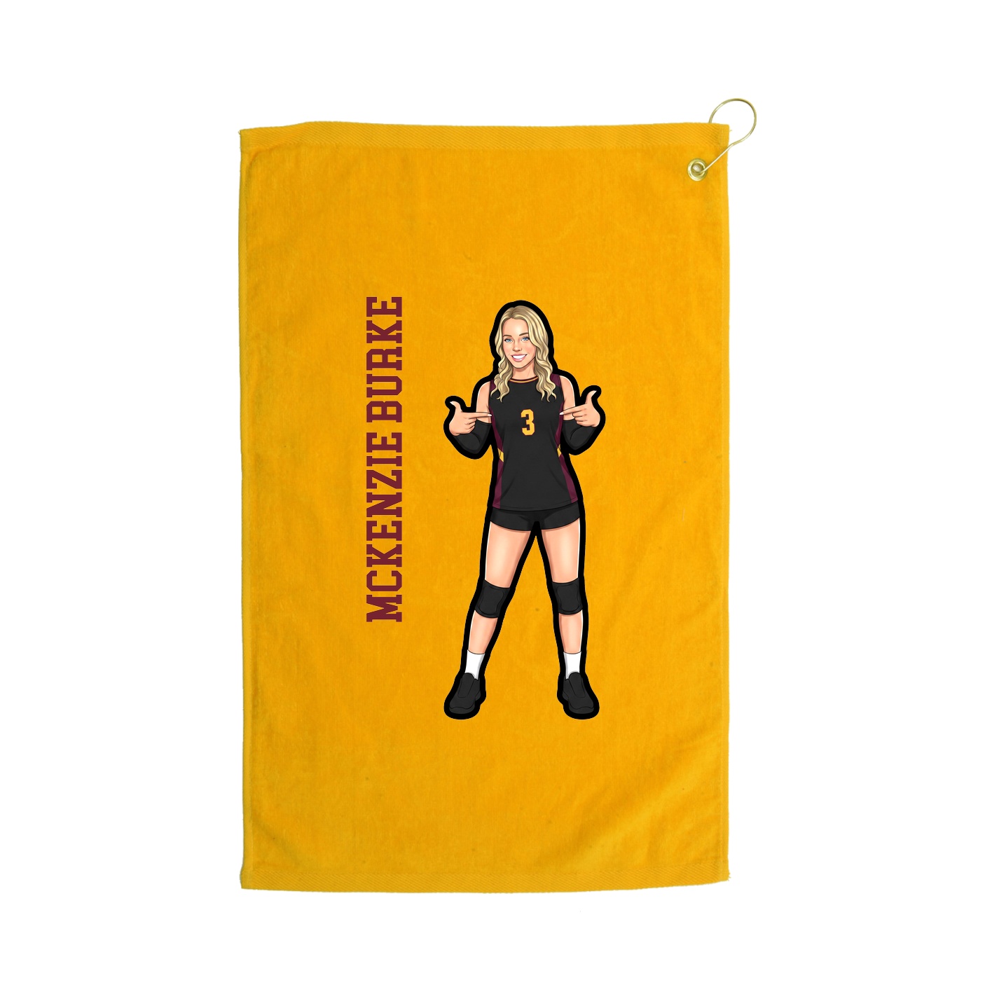 Golf Towel — Name Vertical in Gold