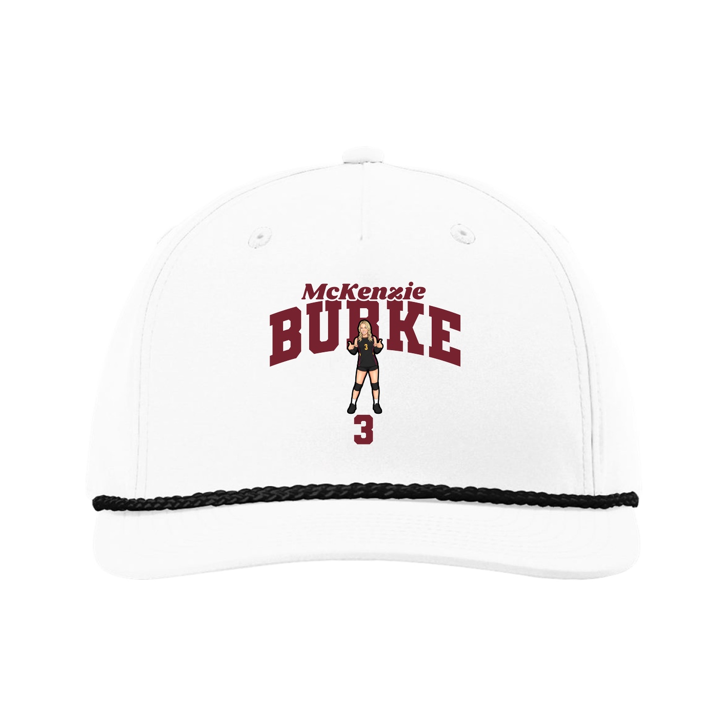 Five-Panel Classic Rope Cap — Signature Arch in White