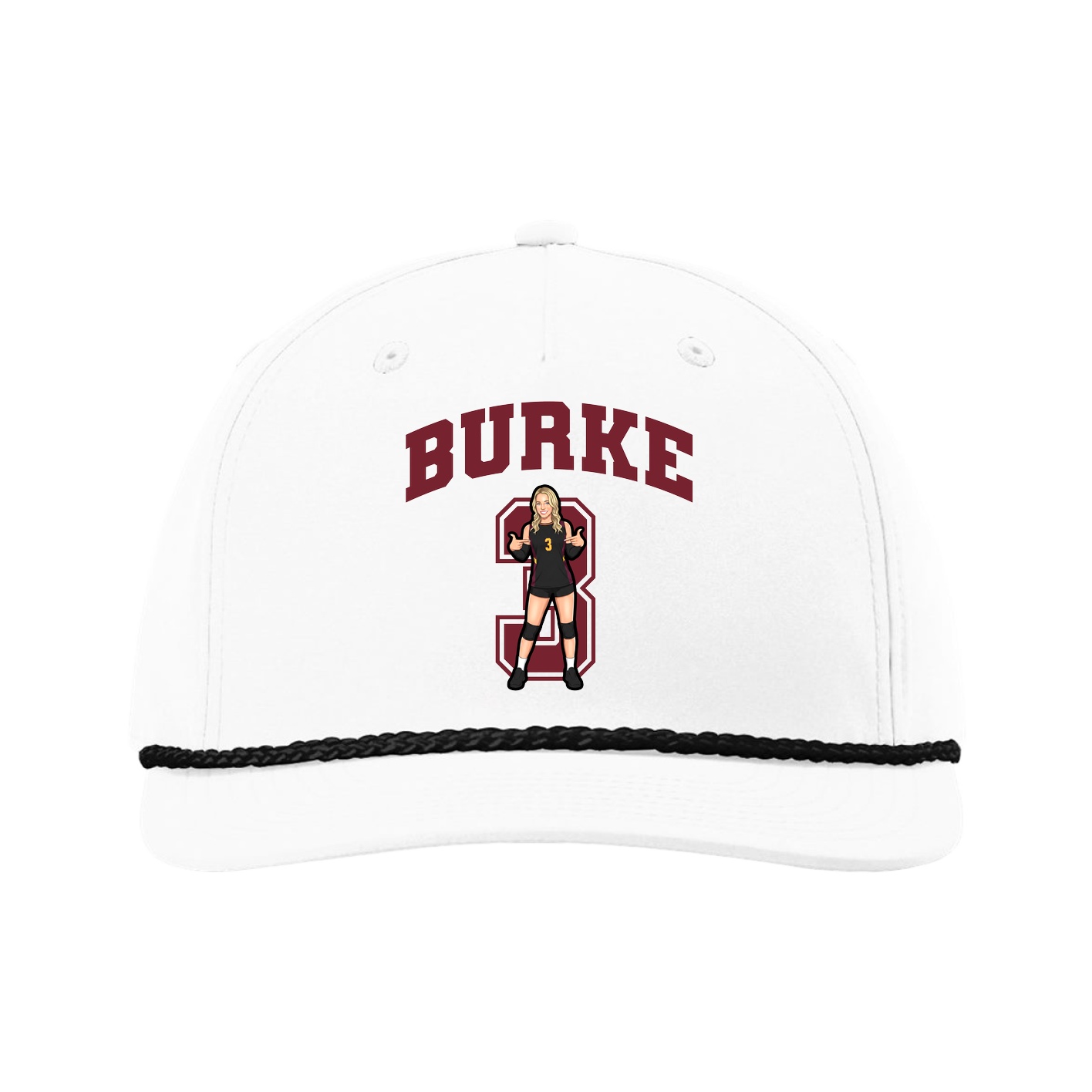 Five-Panel Classic Rope Cap — Number in White