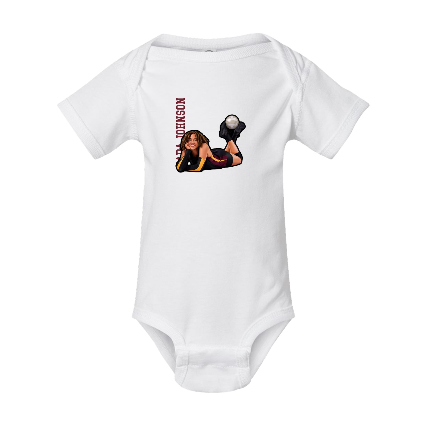 Baby Onesie — Name Vertical in White