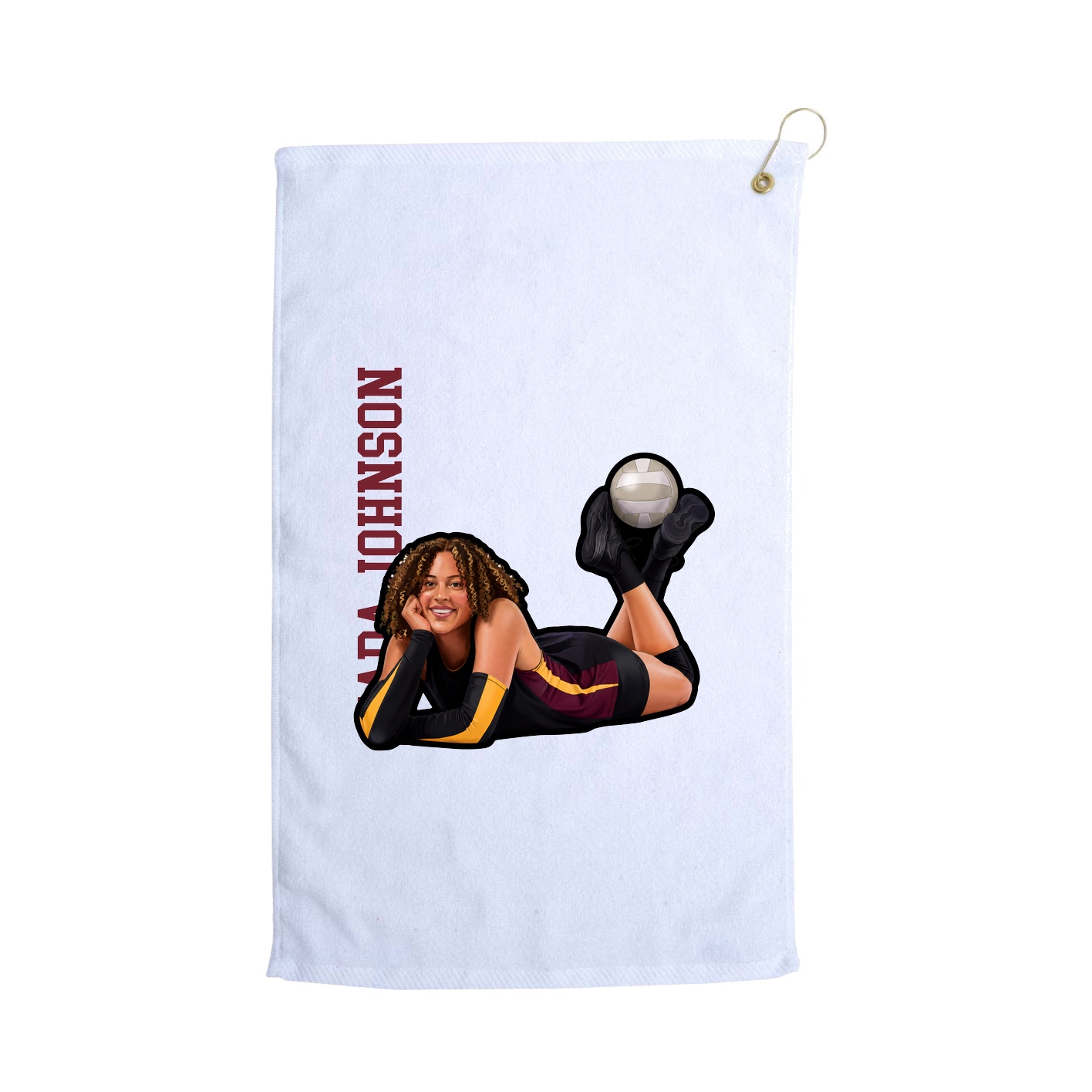 Golf Towel — Name Vertical in White