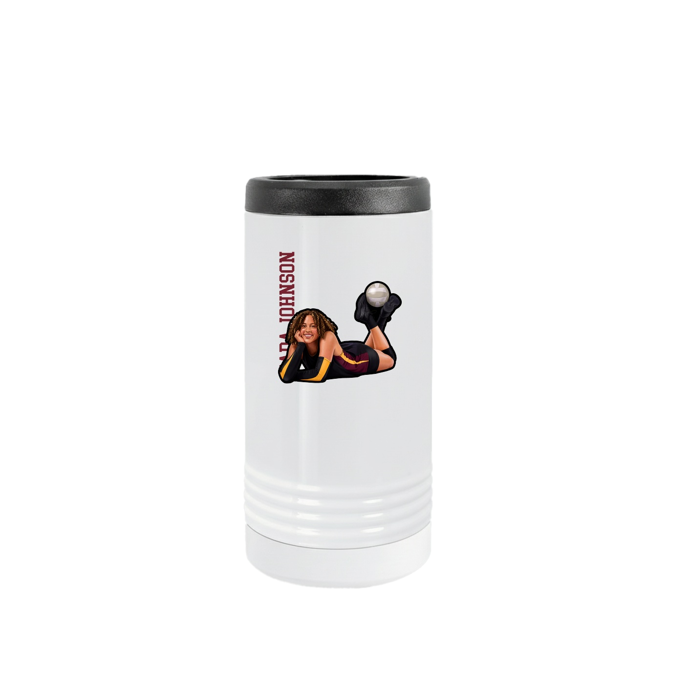 Slim Beverage Holder — Name Vertical in White