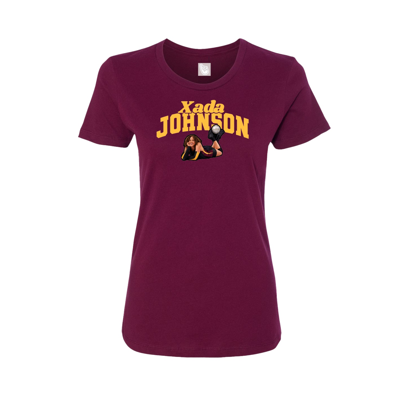 Fitted Women's Tee — Signature Arch in Maroon