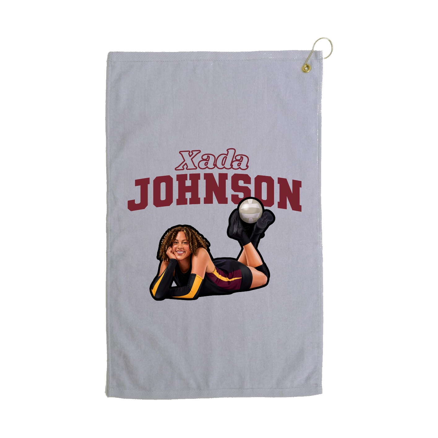 Golf Towel — Name Arch in Grey