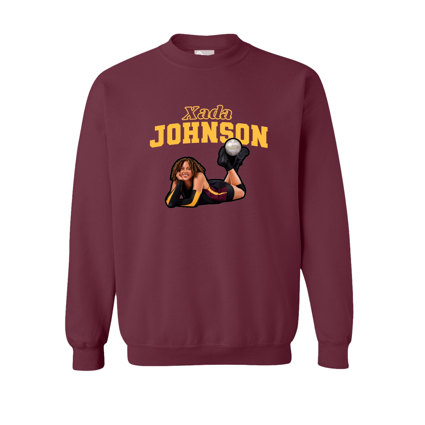 Fleece Crew — Name Arch in Maroon