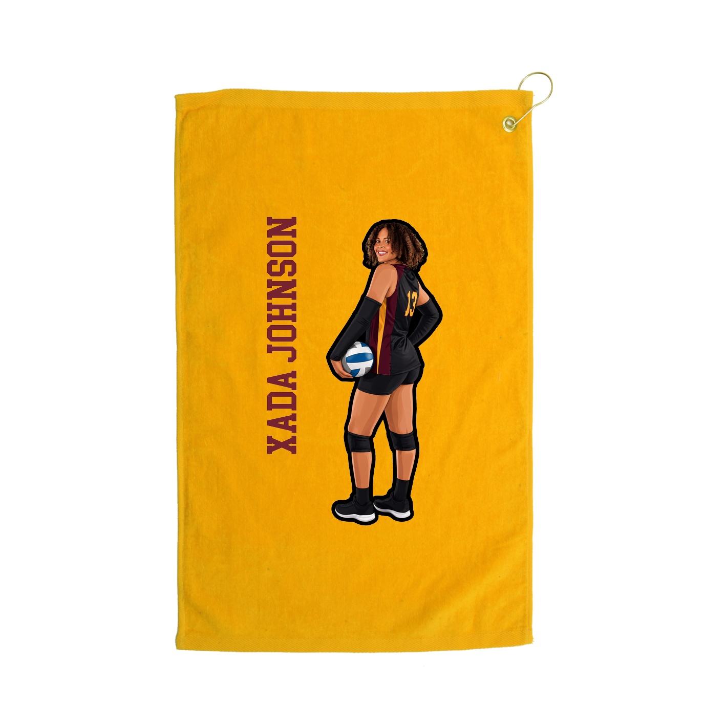 Golf Towel — Name Vertical in Gold