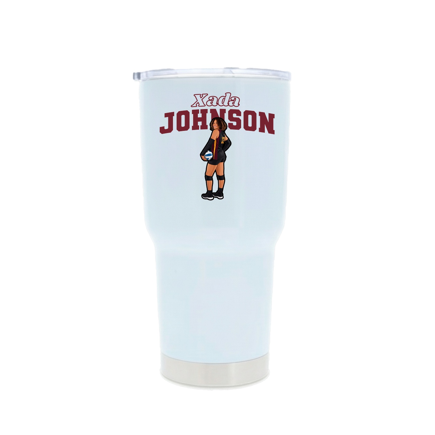 30oz Stainless Steel Tumbler — Name Arch in White