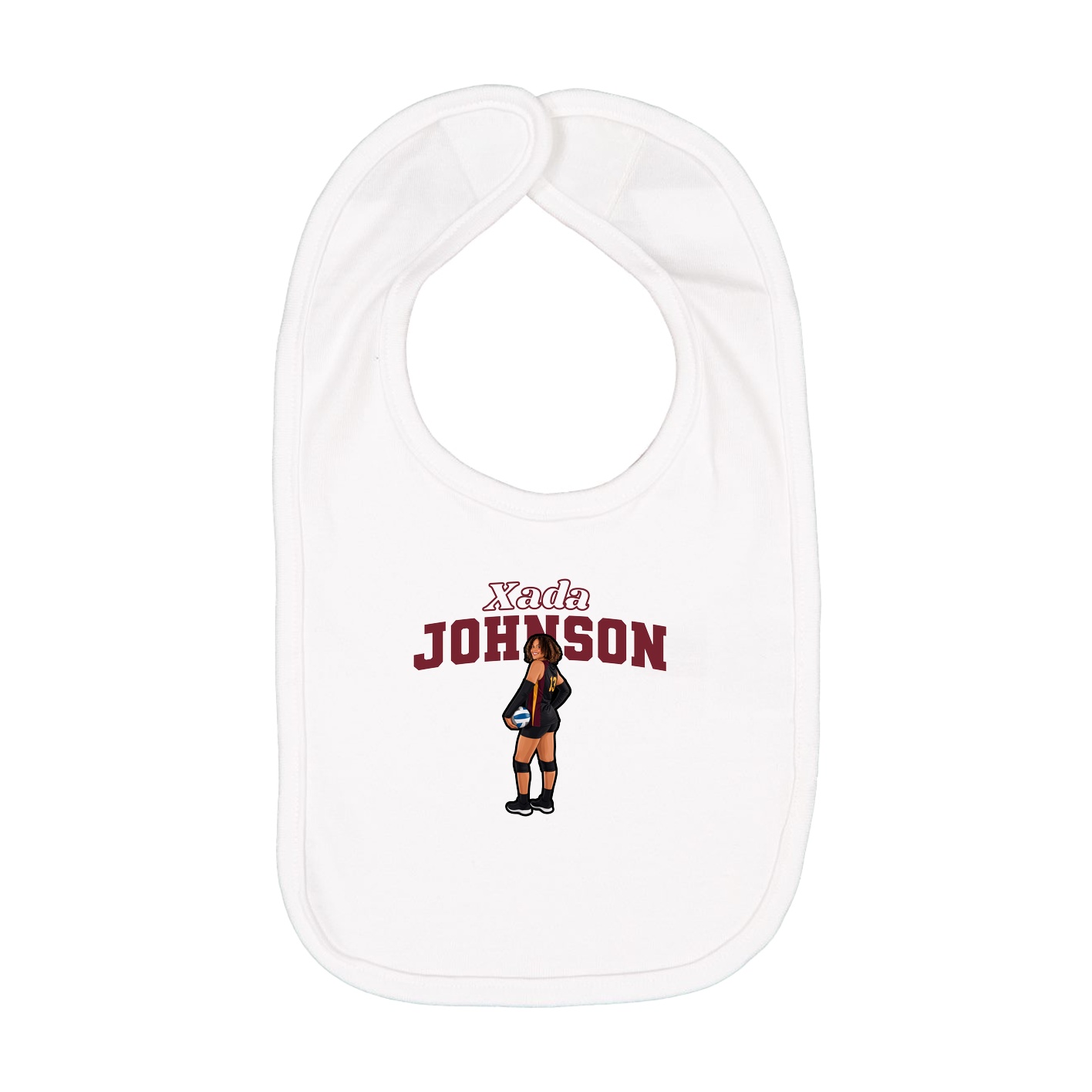 Infant Bib — Name Arch in White