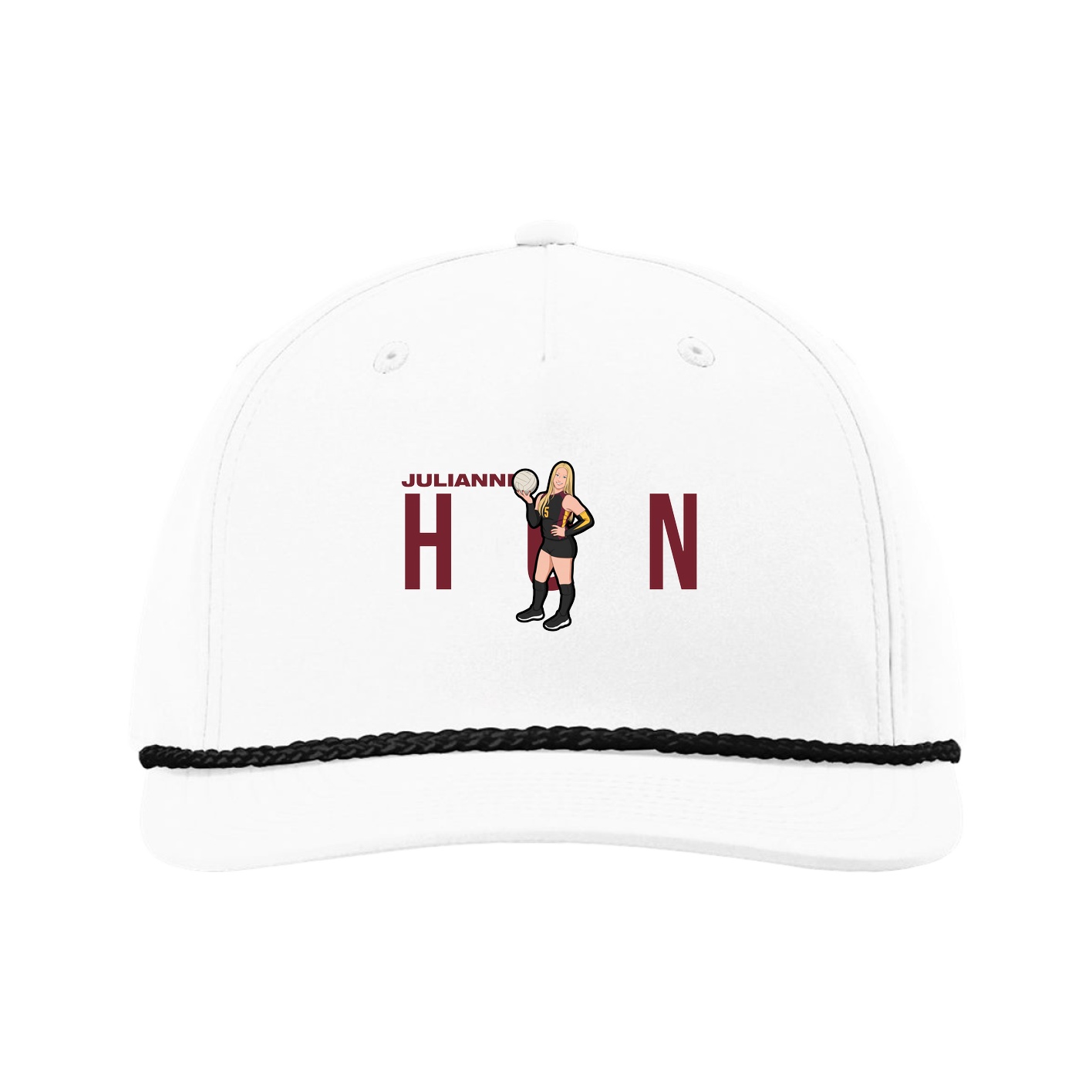 Five-Panel Classic Rope Cap — Player Name in White