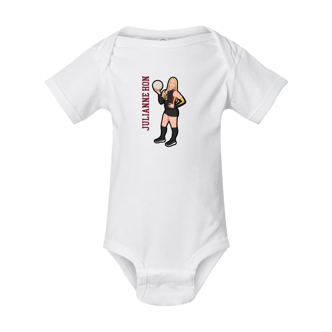 Baby Onesie — Name Vertical in White