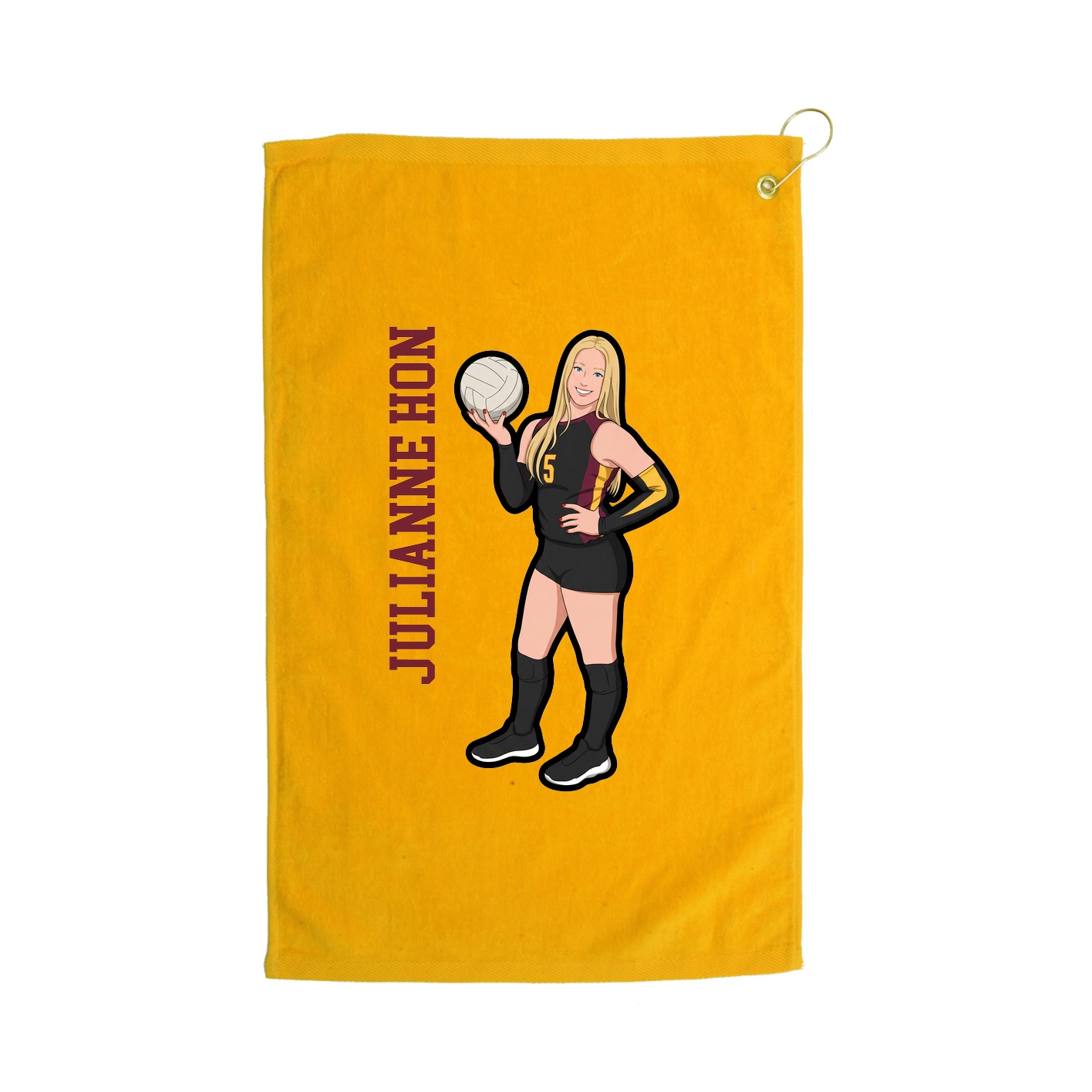Golf Towel — Name Vertical in Gold