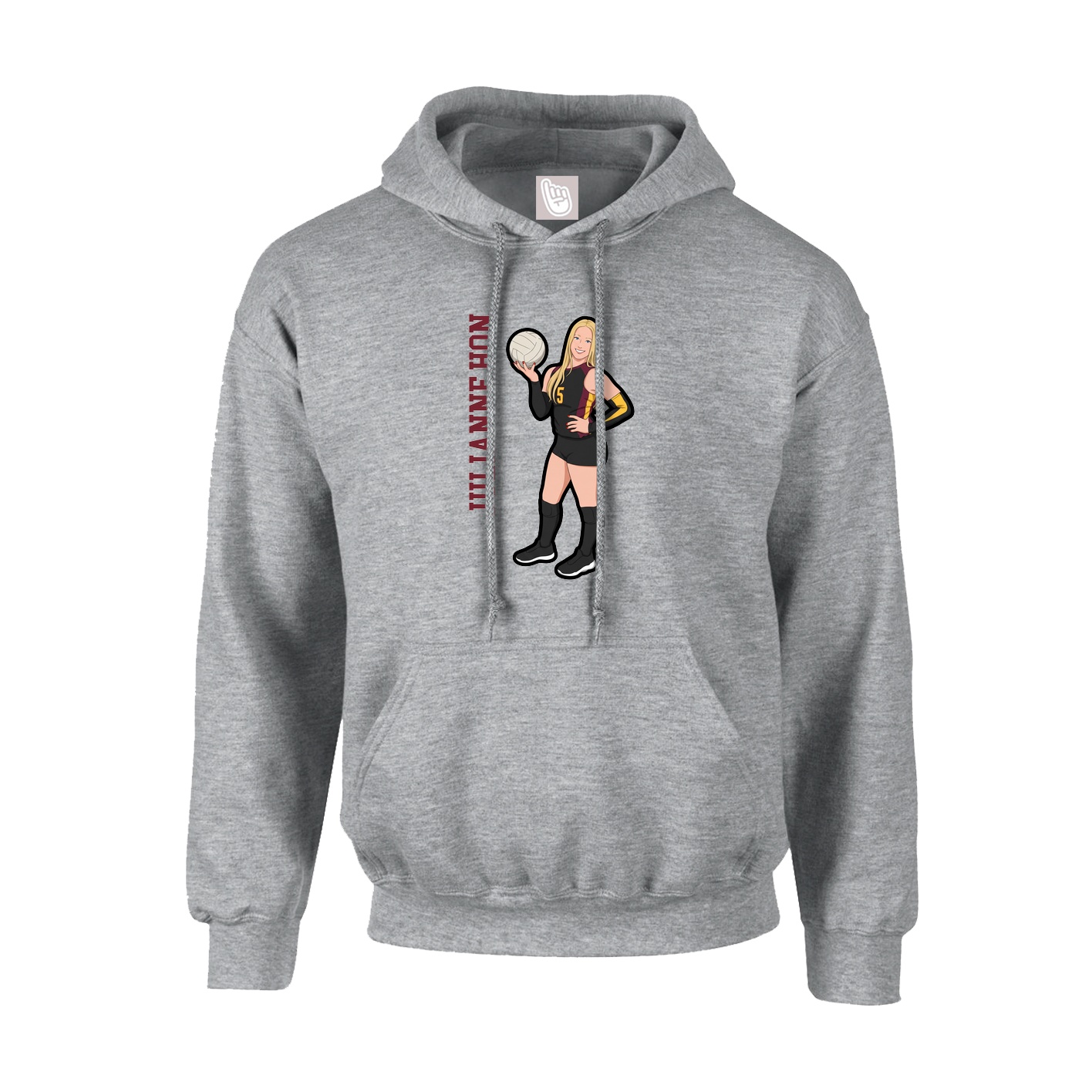 Hoodie — Name Vertical in Grey