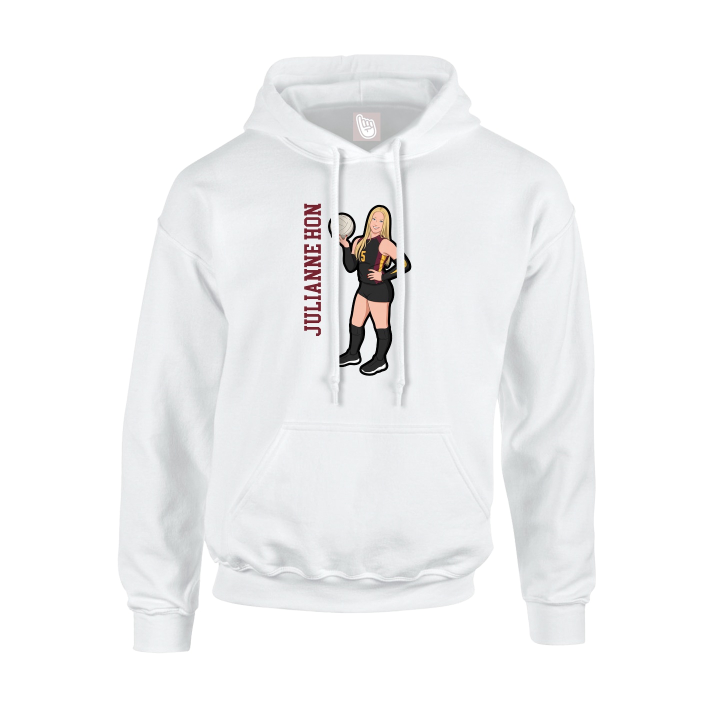 Youth Hoodie — Name Vertical in White