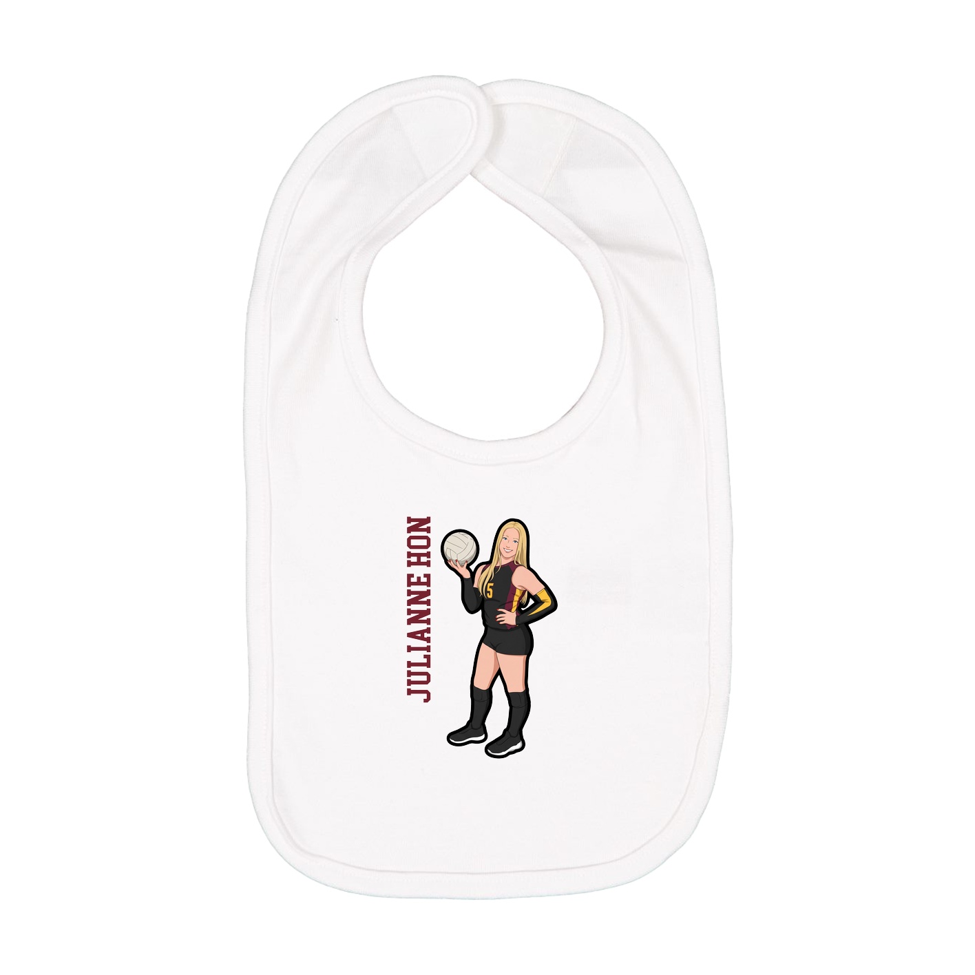 Infant Bib — Name Vertical in White