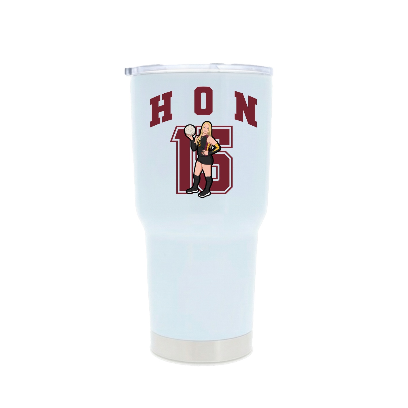 30oz Stainless Steel Tumbler — Number in White