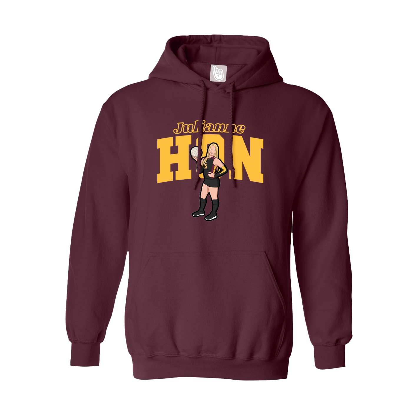Youth Hoodie — Name Arch in Maroon