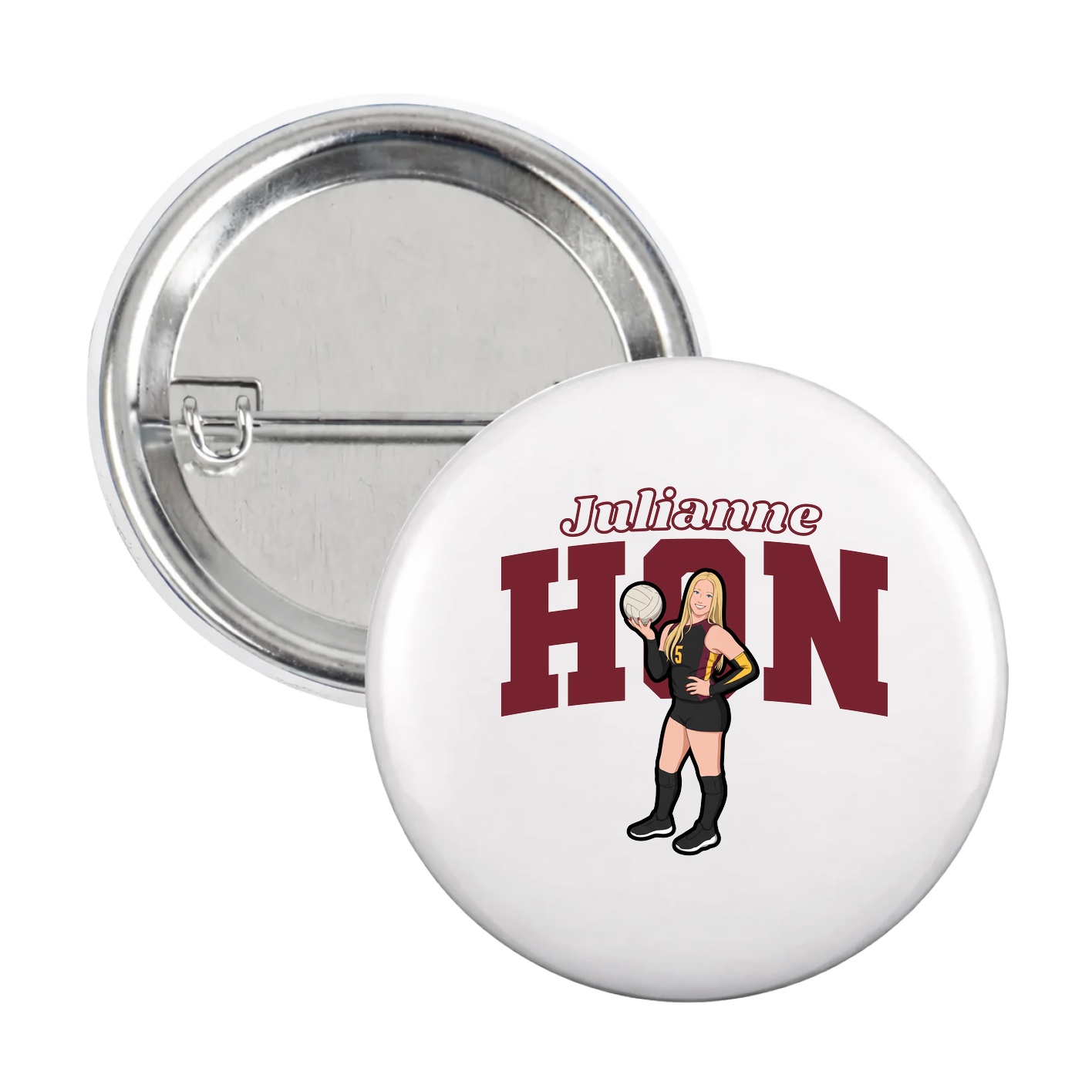 Game Day Button — Name Arch in White