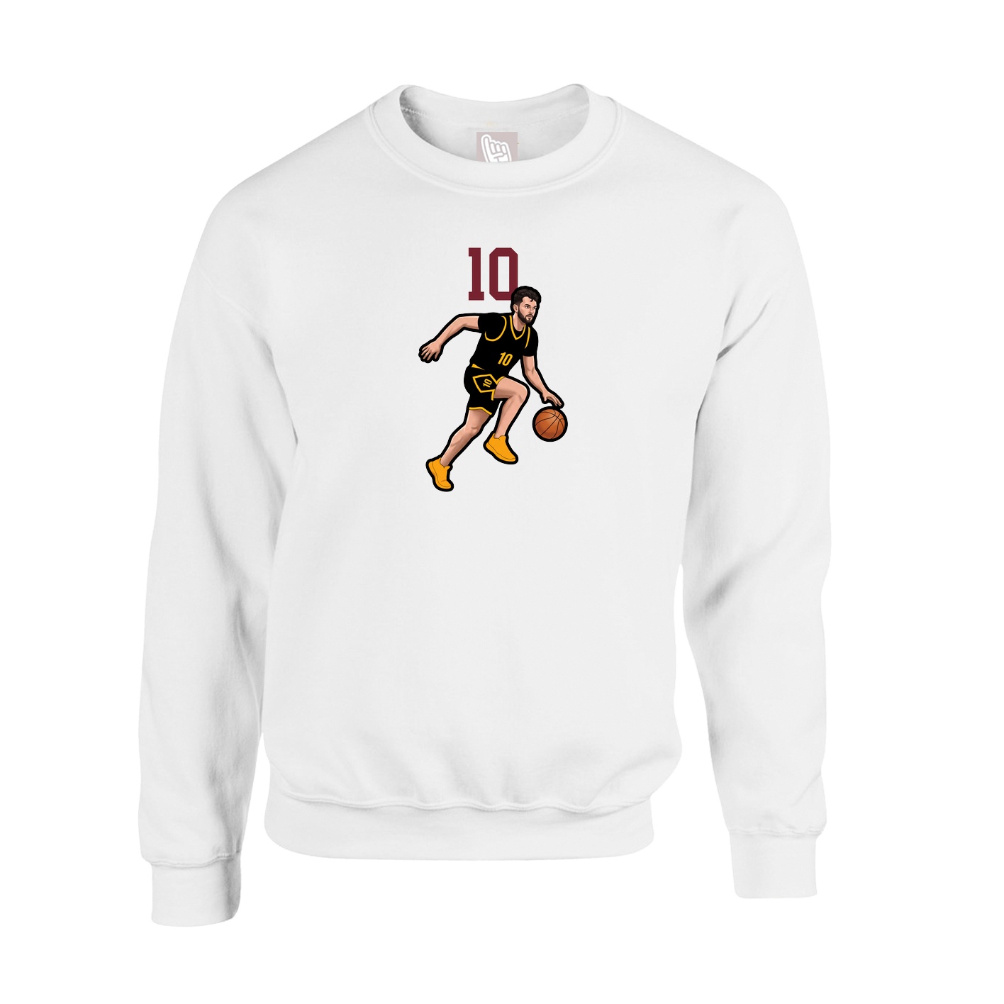 Fleece Crew — Number Top in White