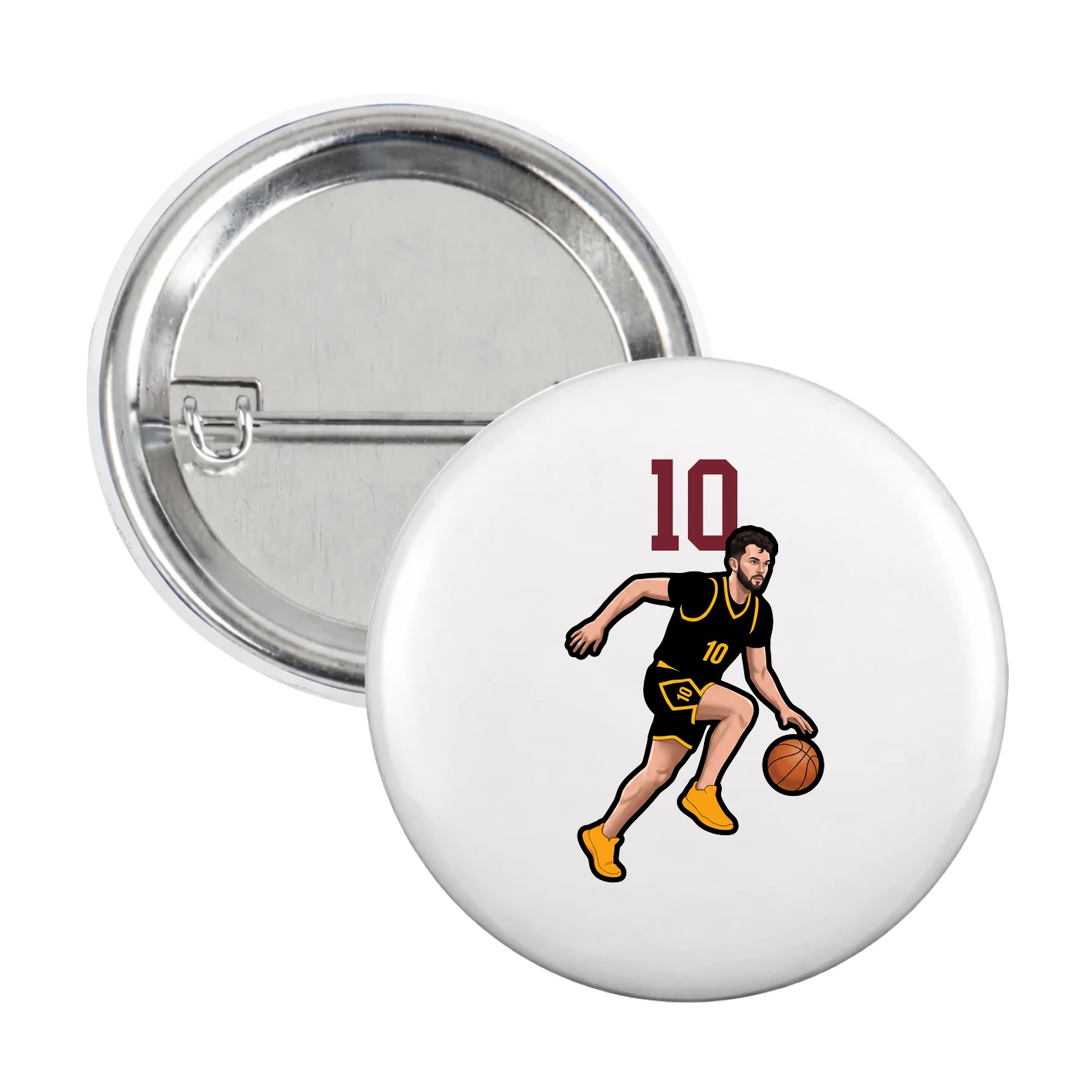 Game Day Button — Number Top in White