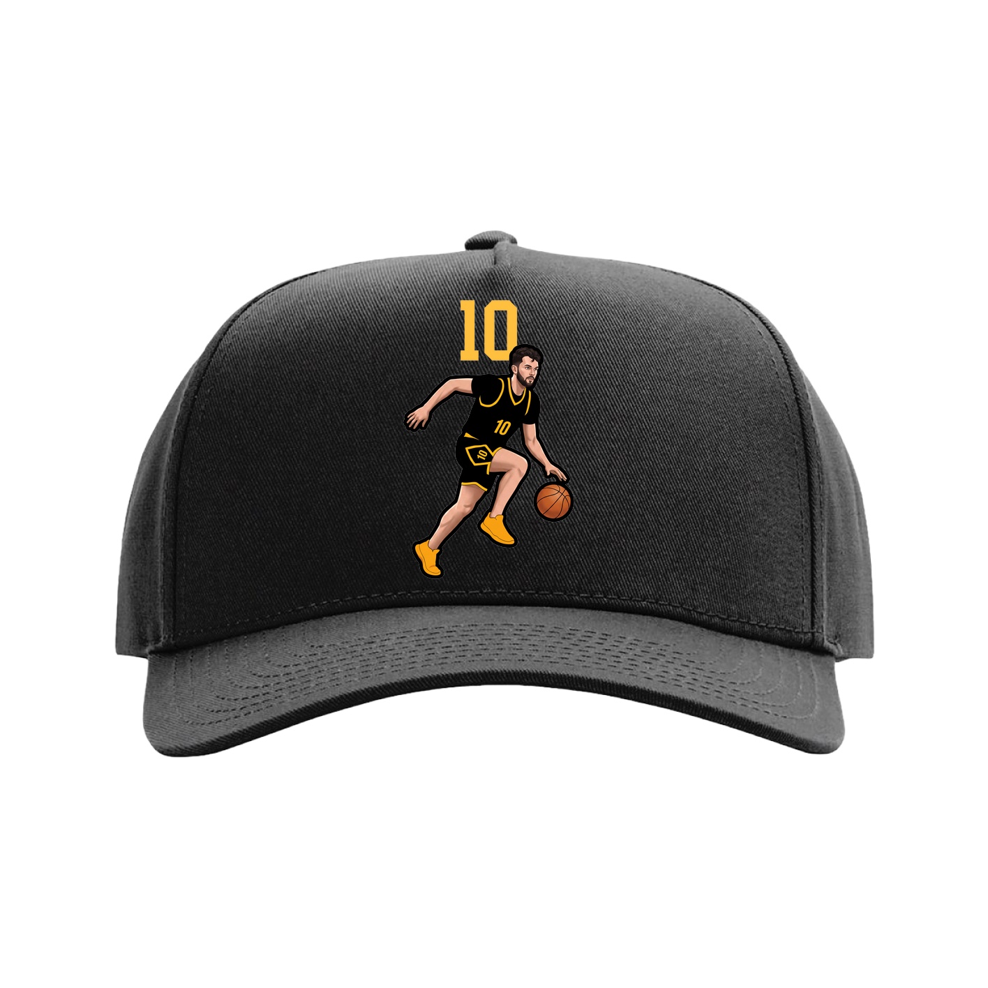 Full Fabric Five-Panel Champ Cap — Number Top in Black