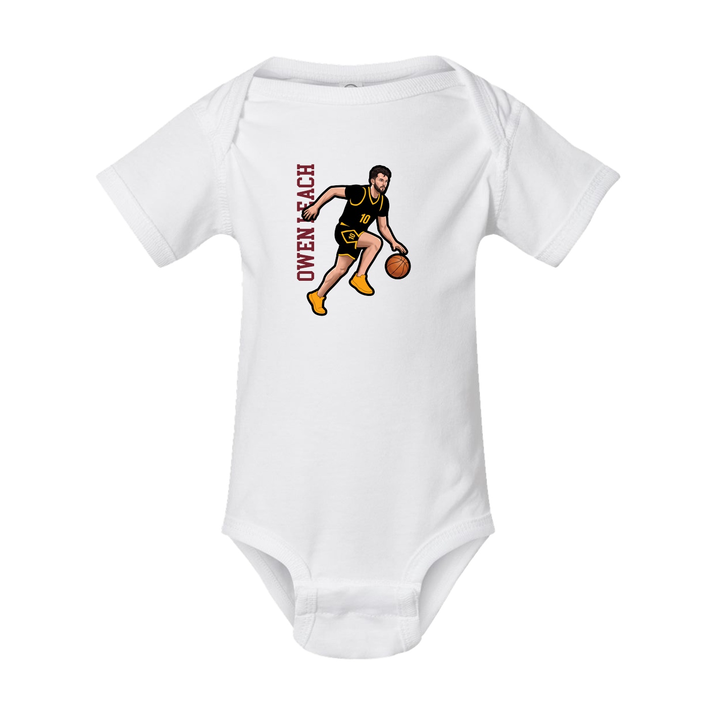 Baby Onesie — Name Vertical in White