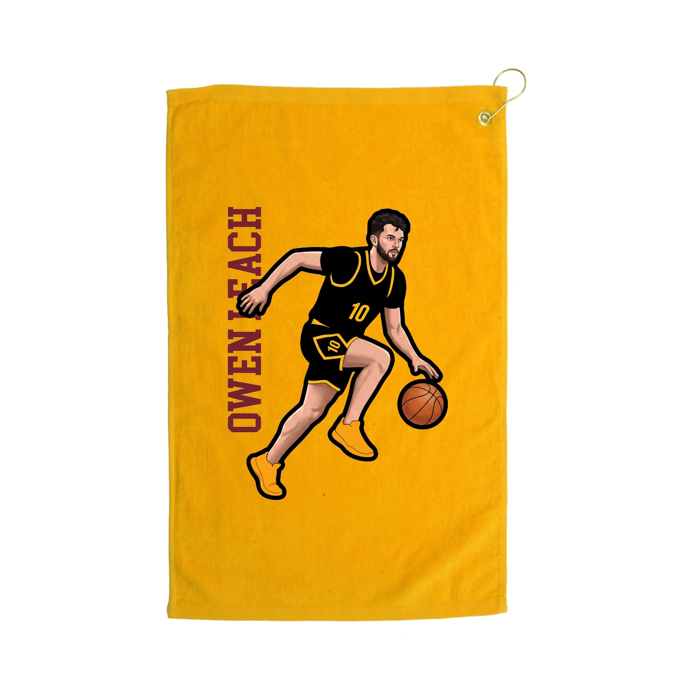 Golf Towel — Name Vertical in Gold
