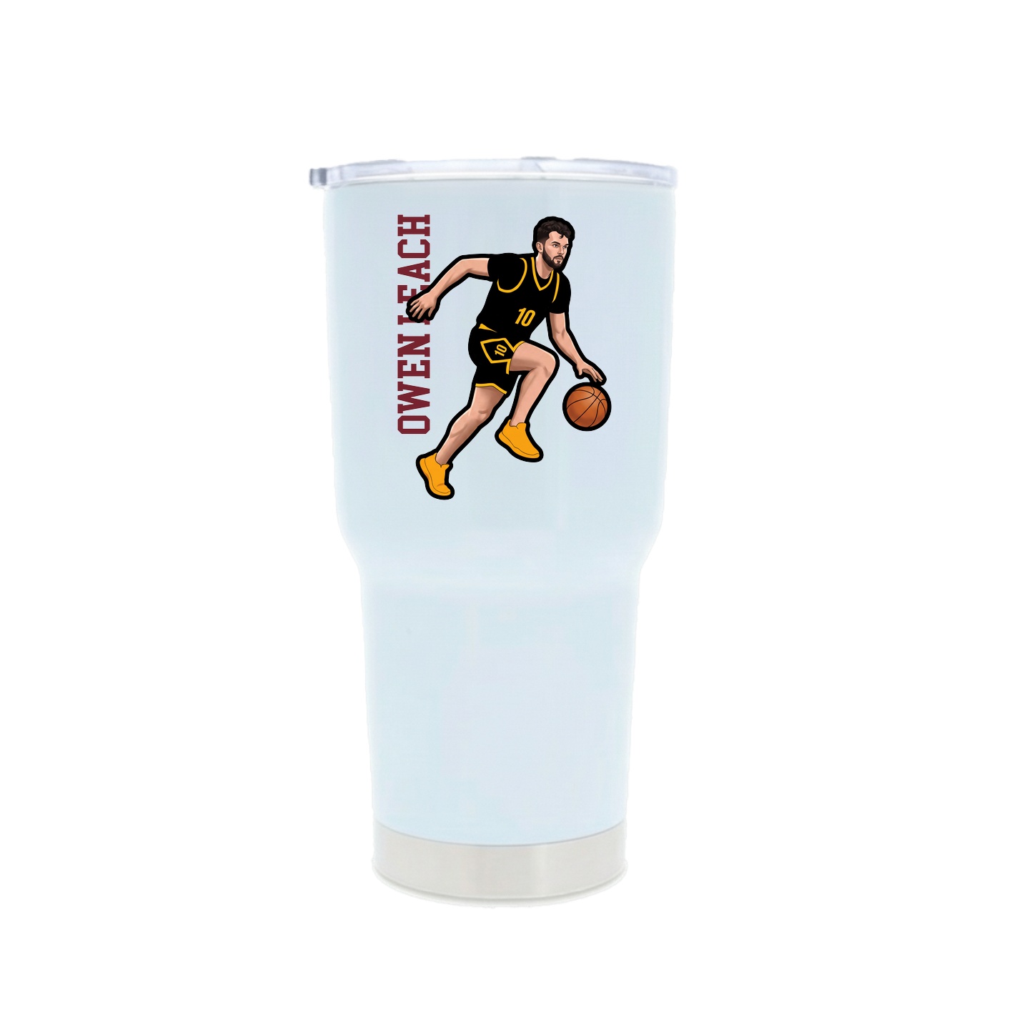 30oz Stainless Steel Tumbler — Name Vertical in White