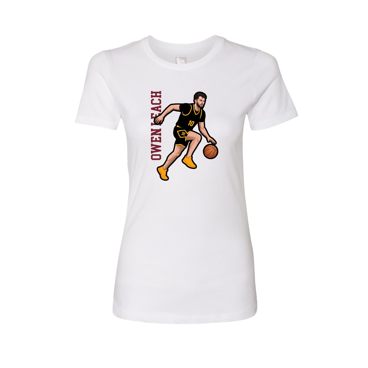 Fitted Women's Tee — Name Vertical in White
