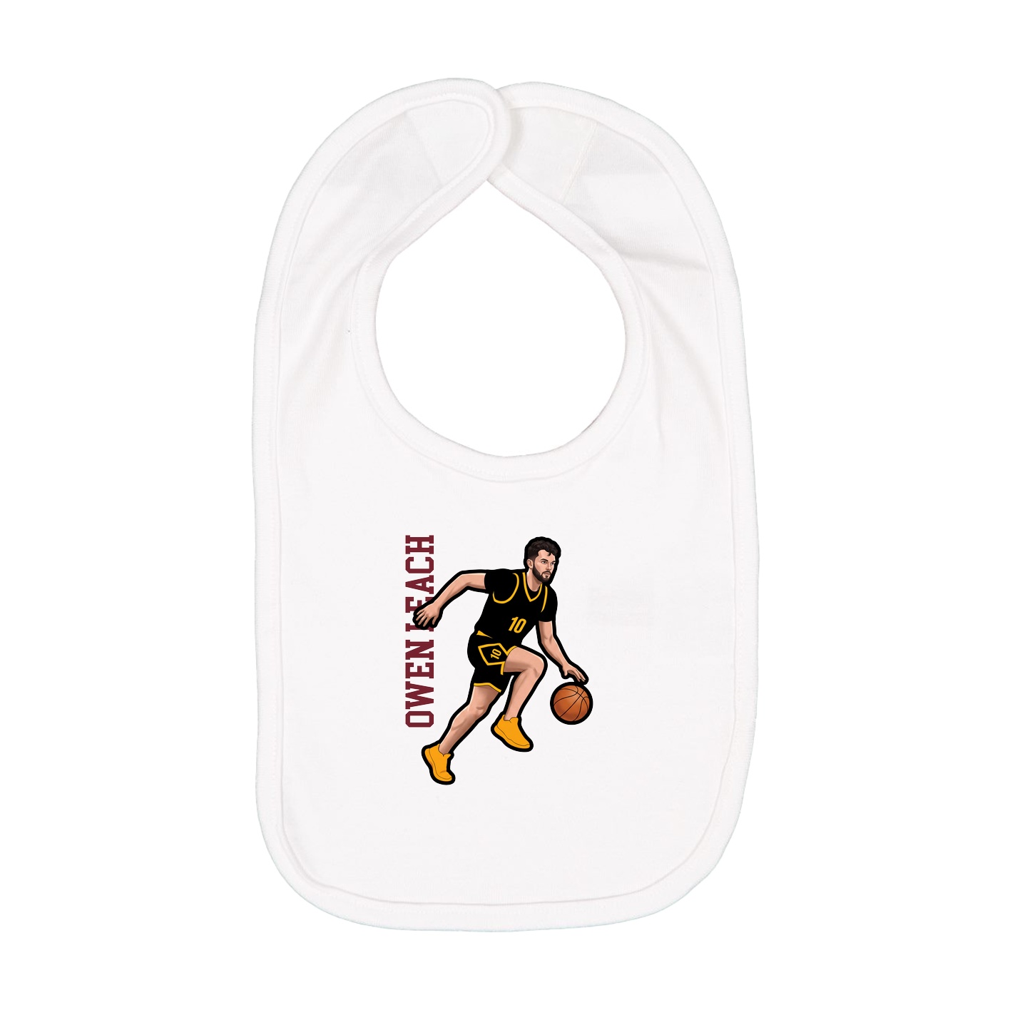 Infant Bib — Name Vertical in White