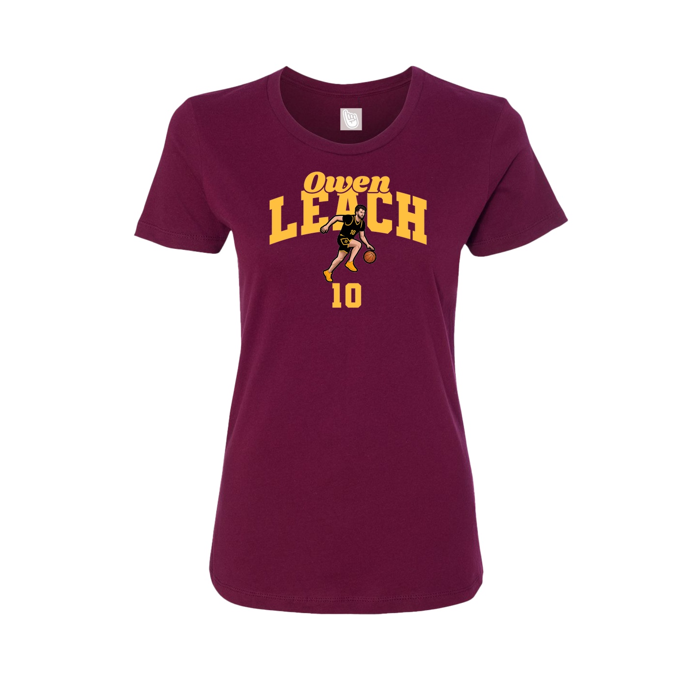Fitted Women's Tee — Signature Arch in Maroon