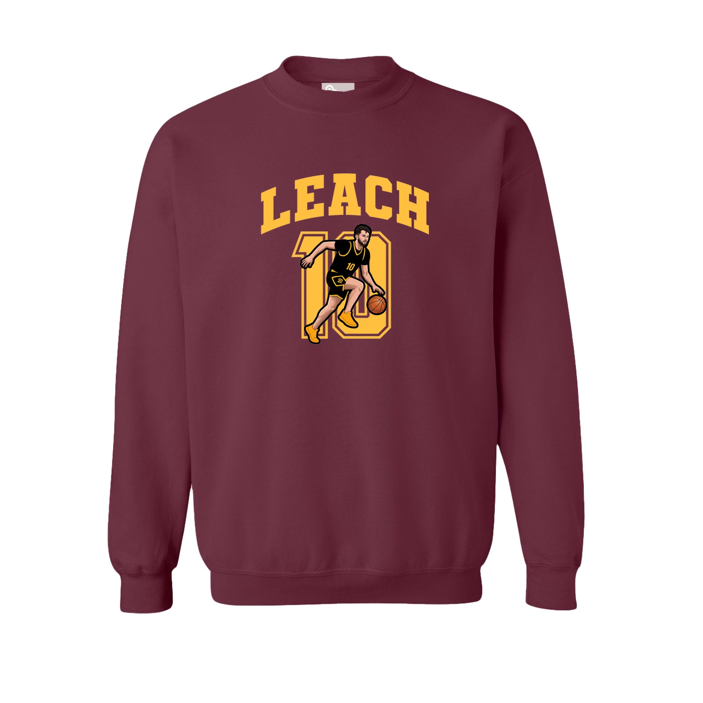 Fleece Crew — Number in Maroon