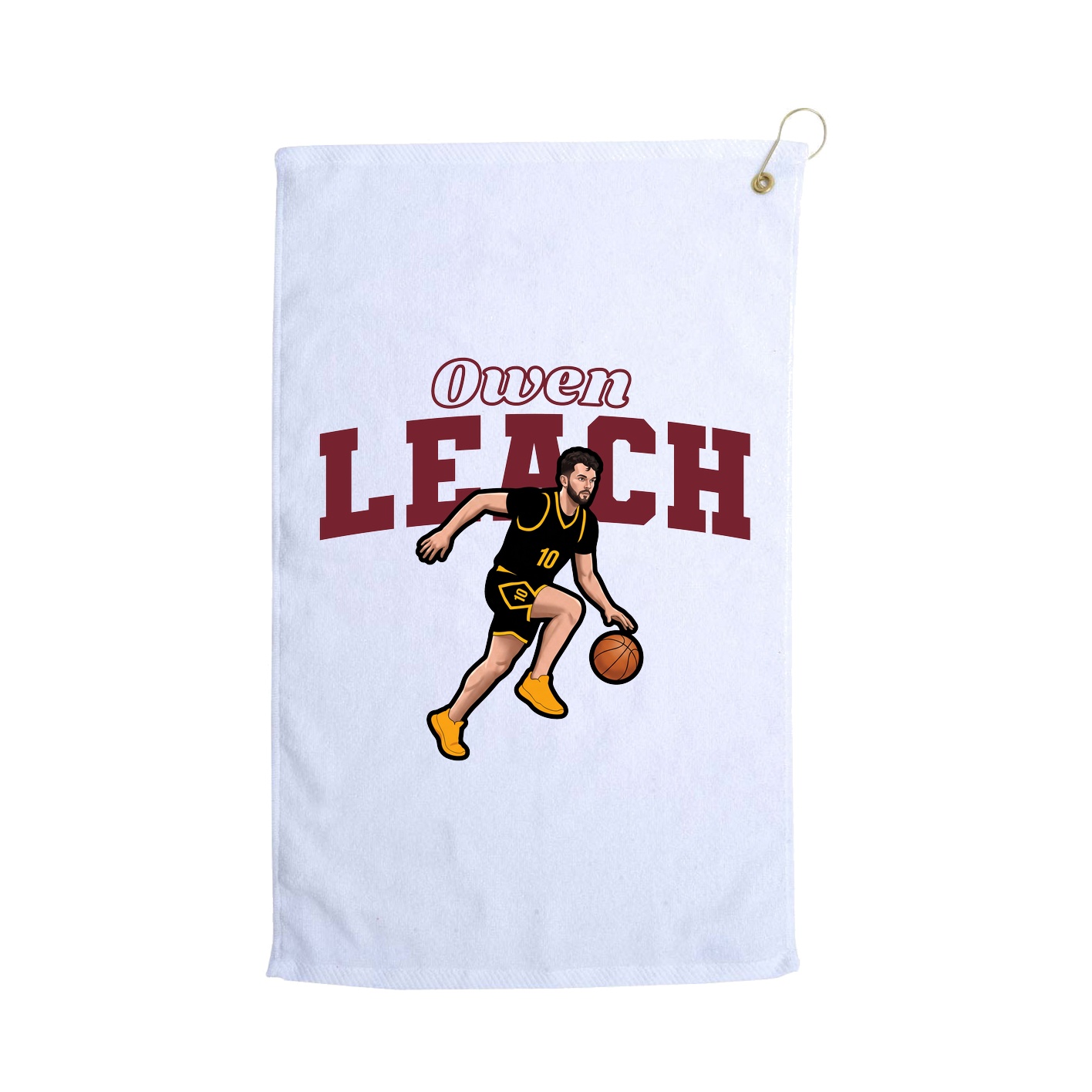 Golf Towel — Name Arch in White