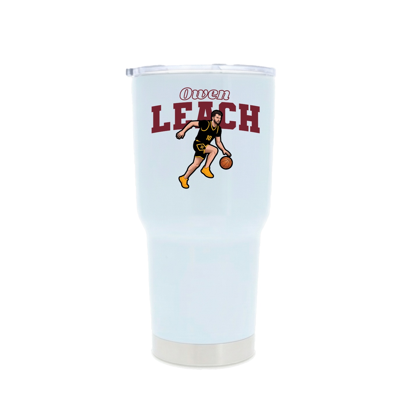 30oz Stainless Steel Tumbler — Name Arch in White