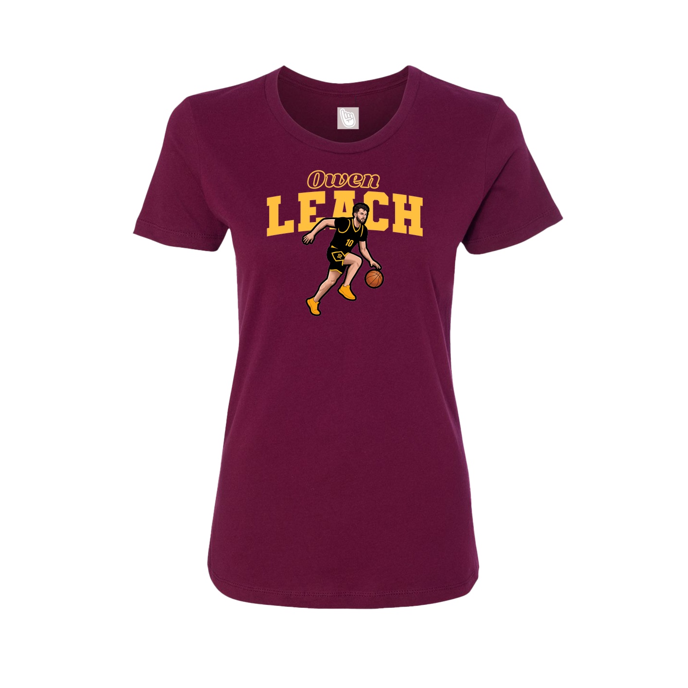 Fitted Women's Tee — Name Arch in Maroon