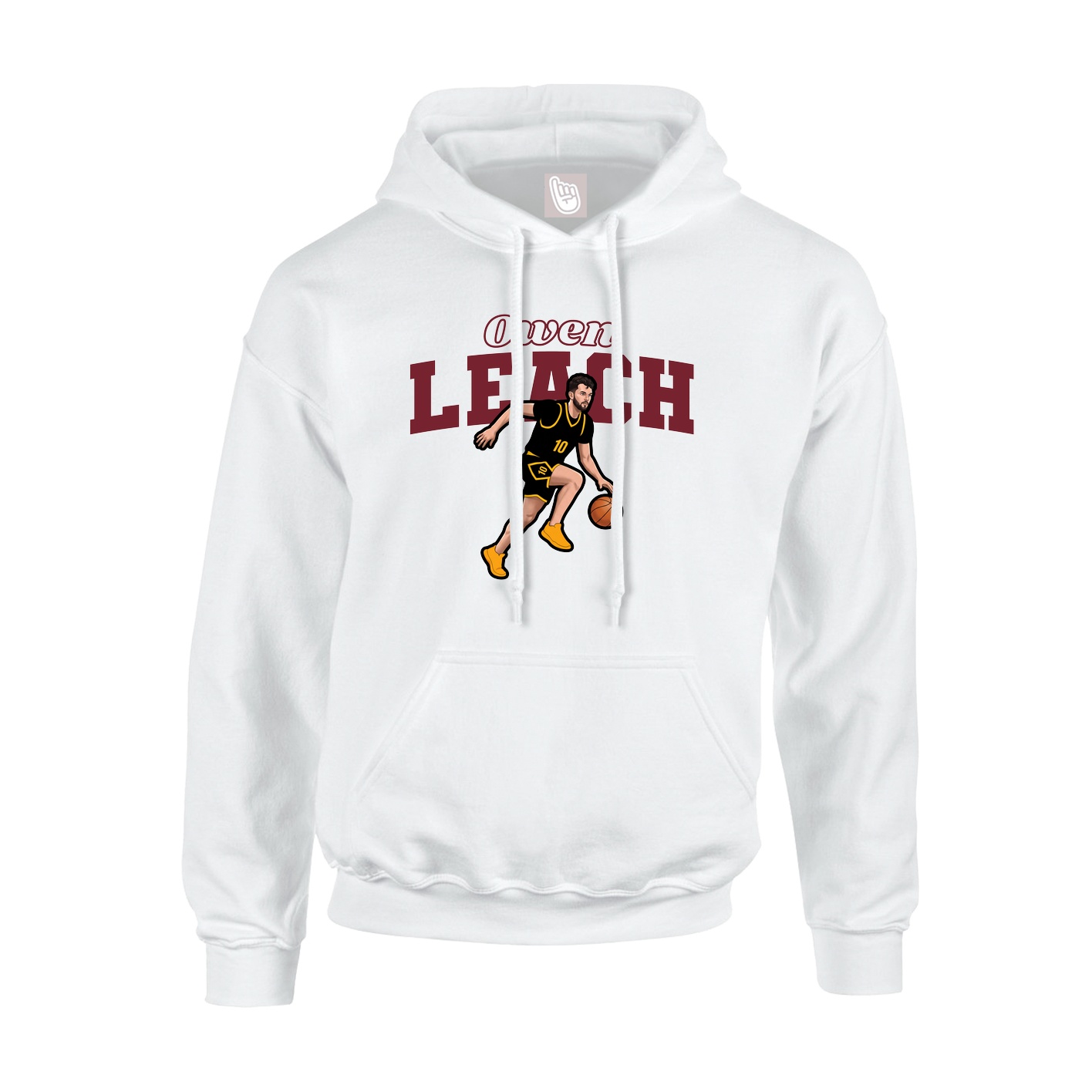 Youth Hoodie — Name Arch in White
