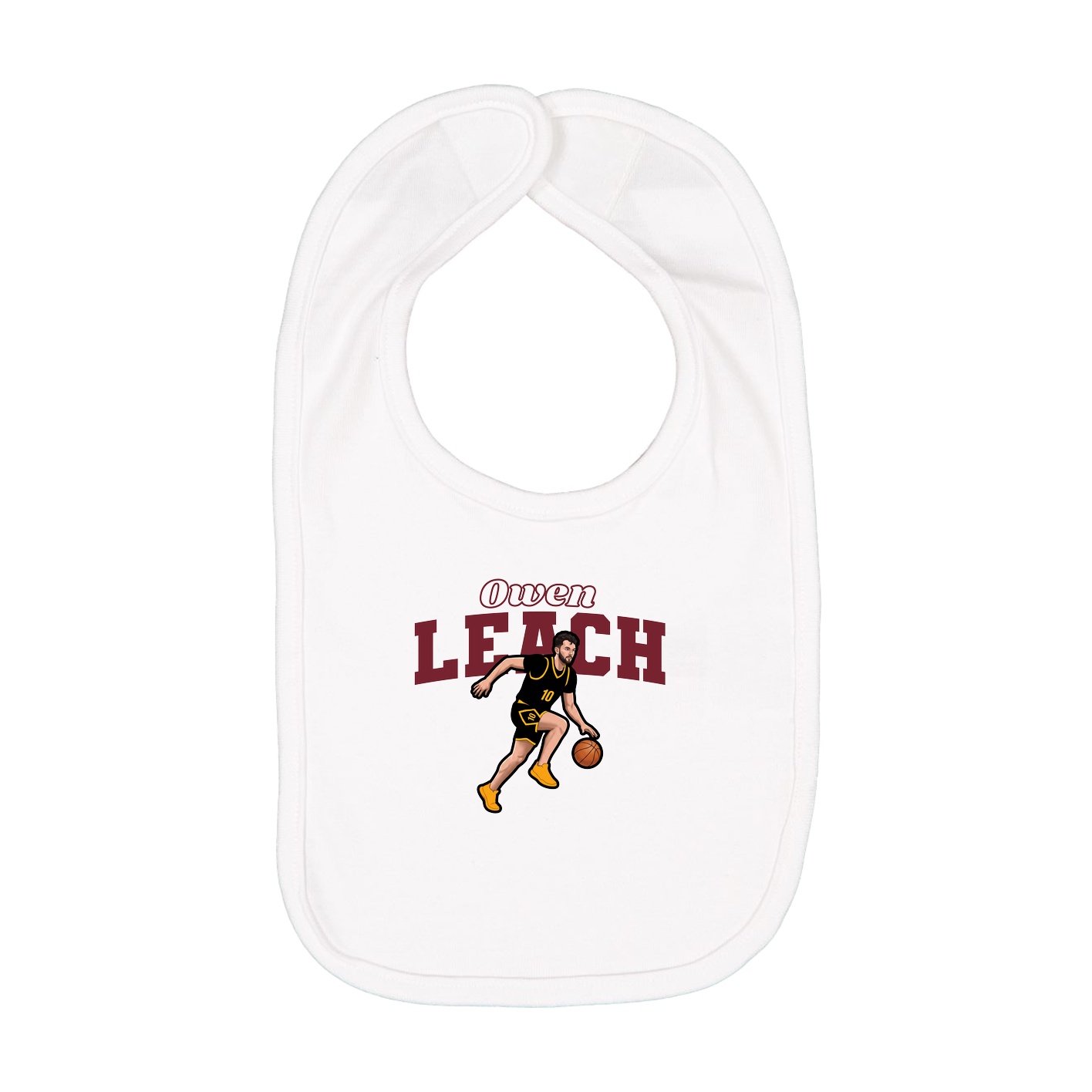Infant Bib — Name Arch in White