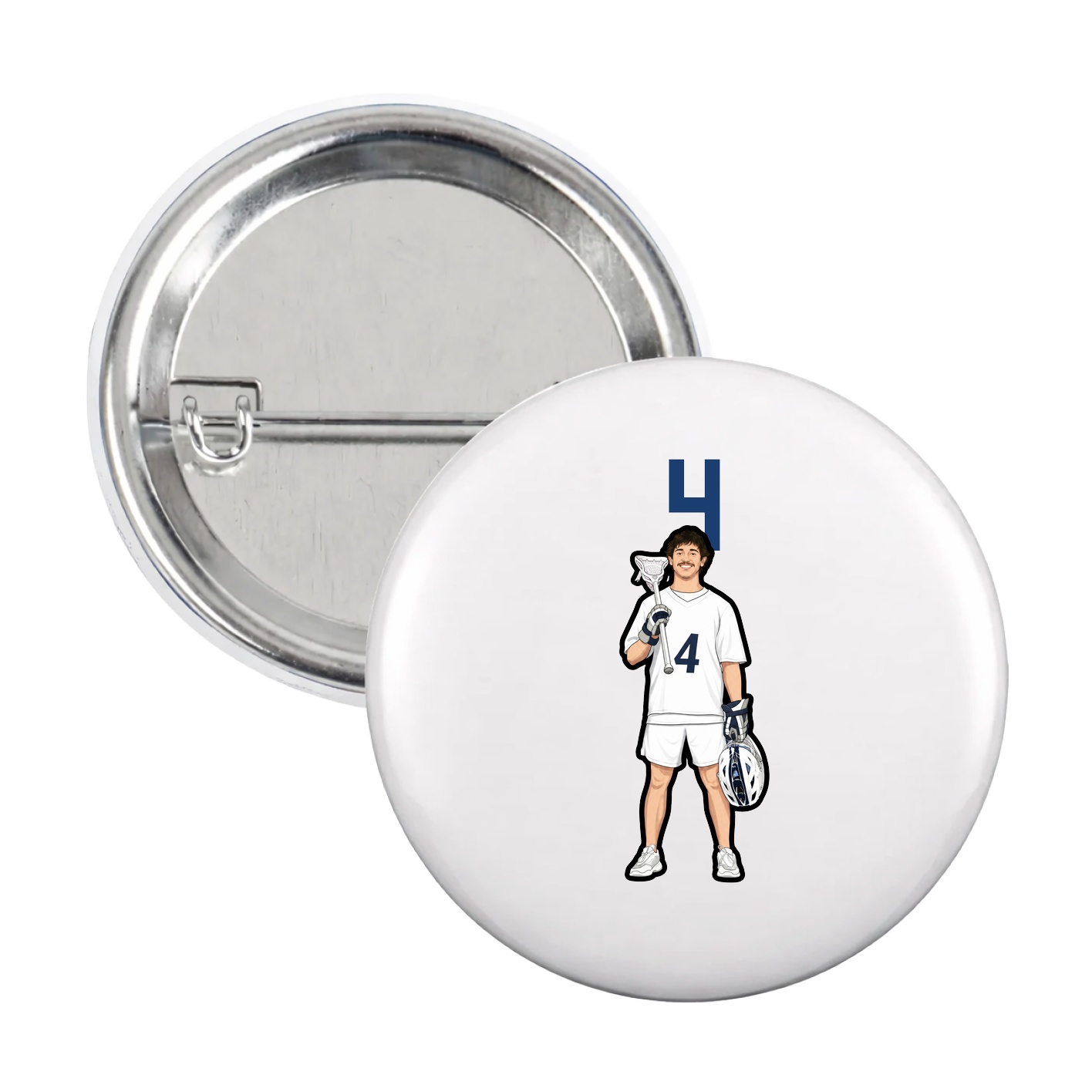 Game Day Button — Number Top in White