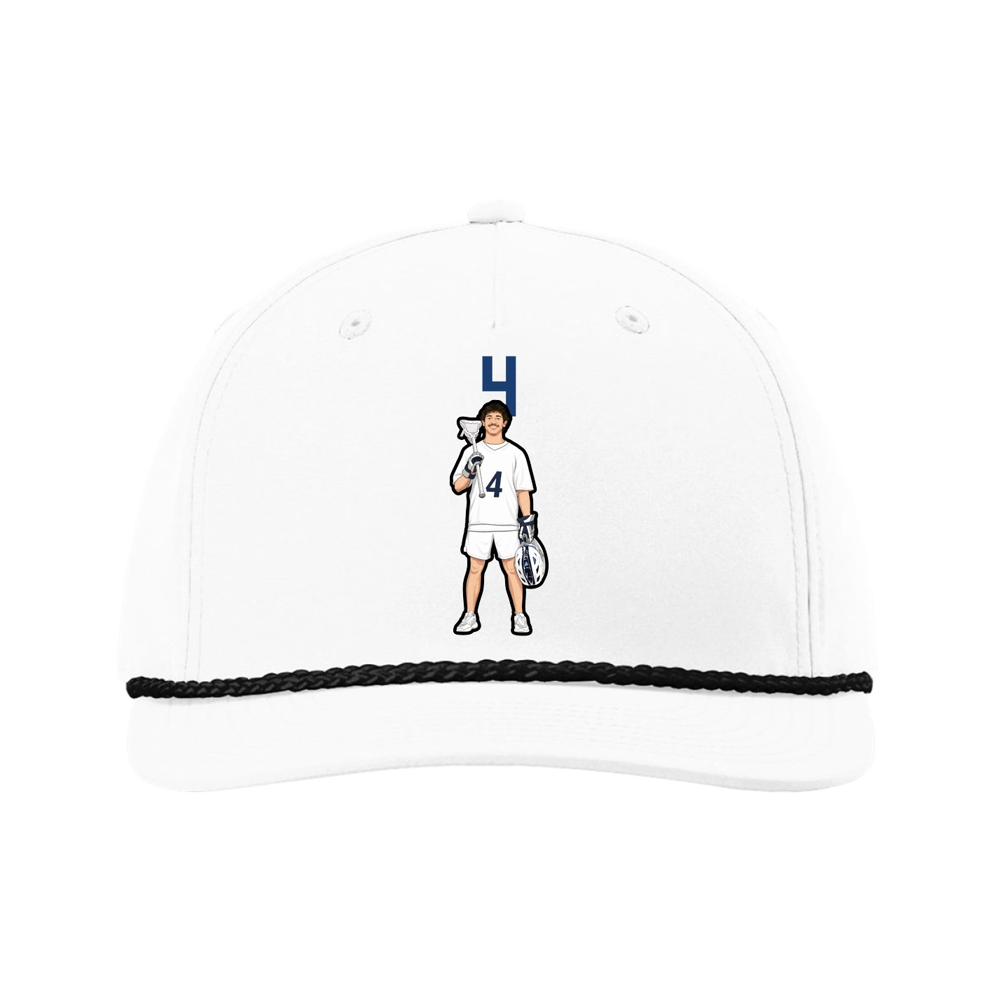 Five-Panel Classic Rope Cap — Number Top in White