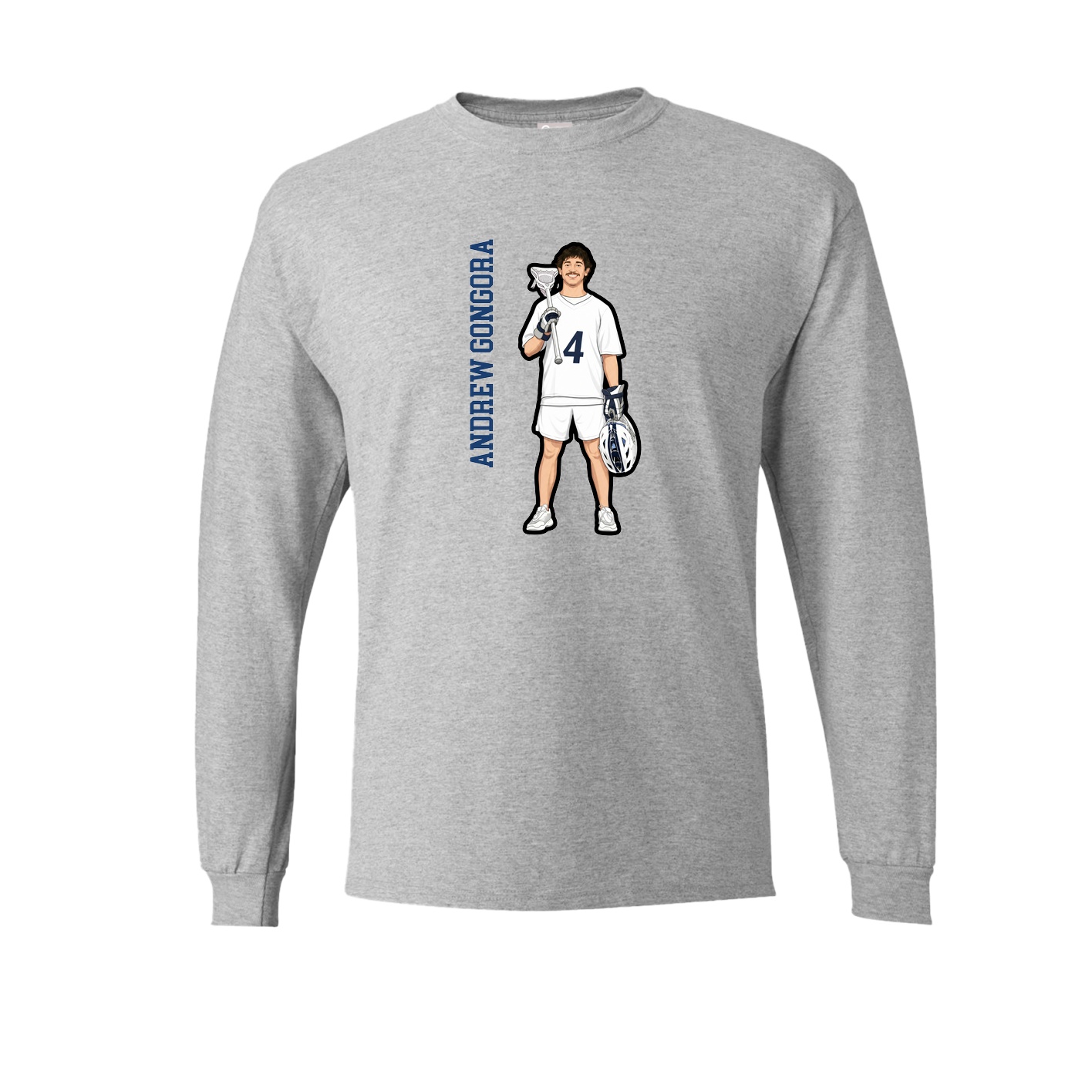 Long Sleeve Tee — Name Vertical in Grey