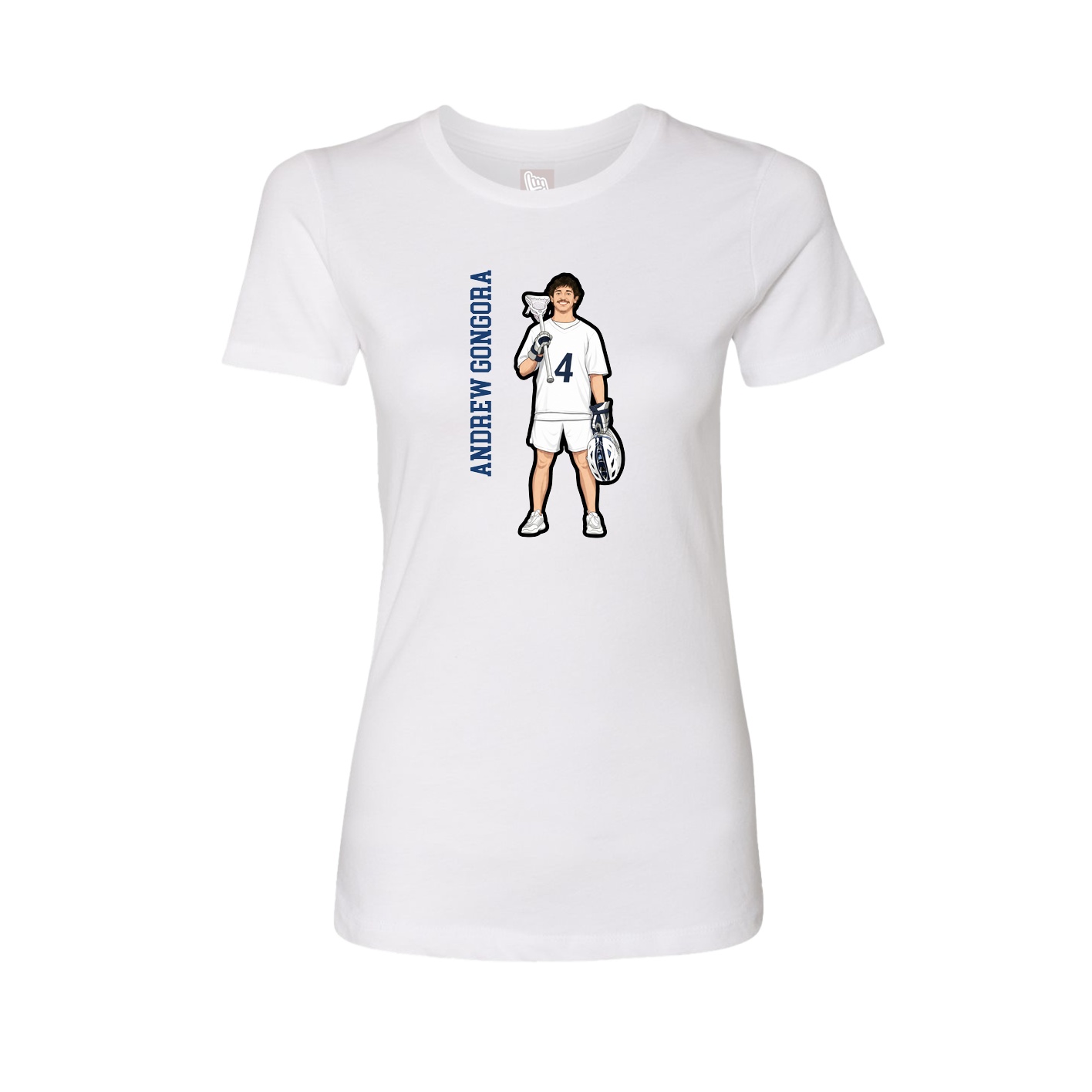 Fitted Women's Tee — Name Vertical in White