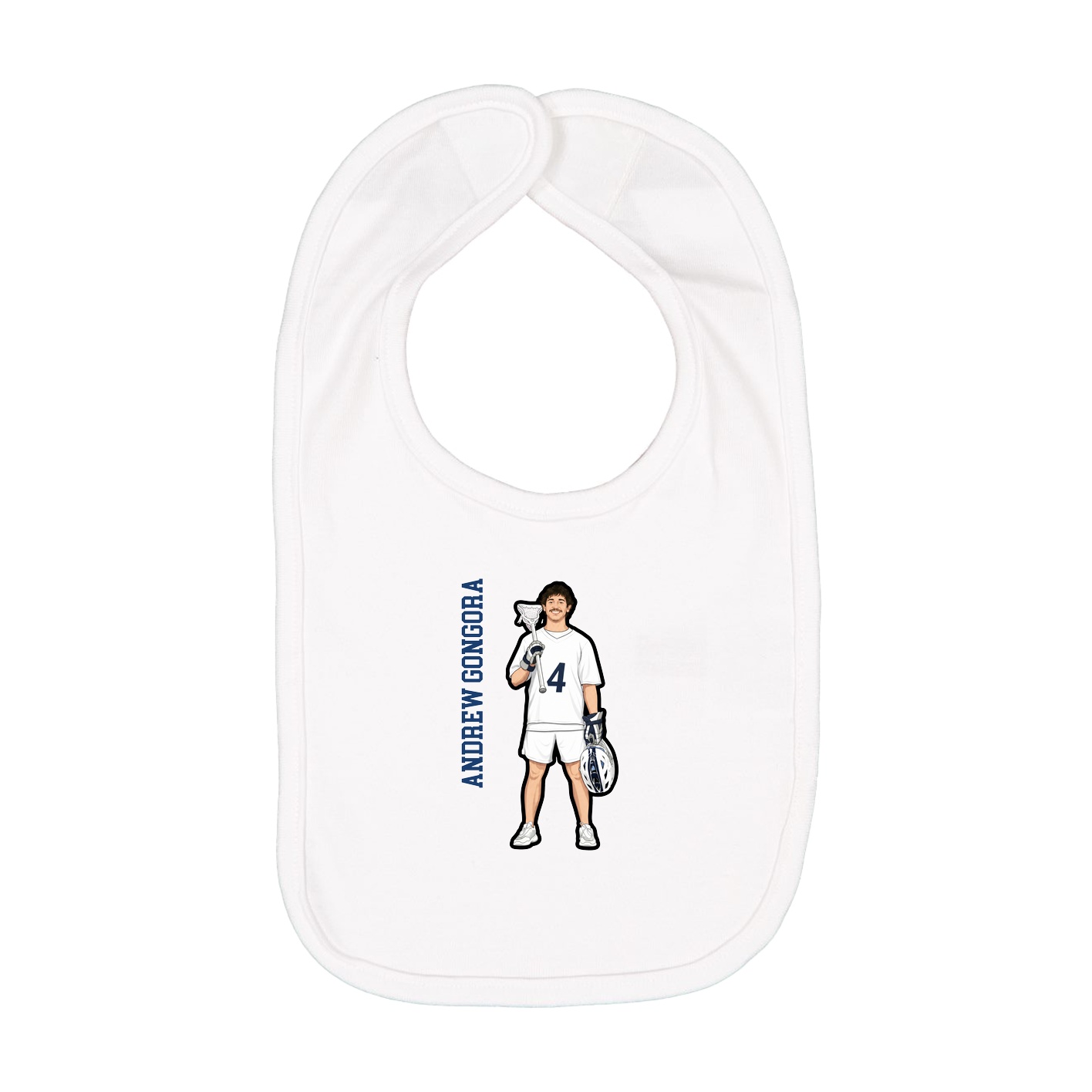 Infant Bib — Name Vertical in White